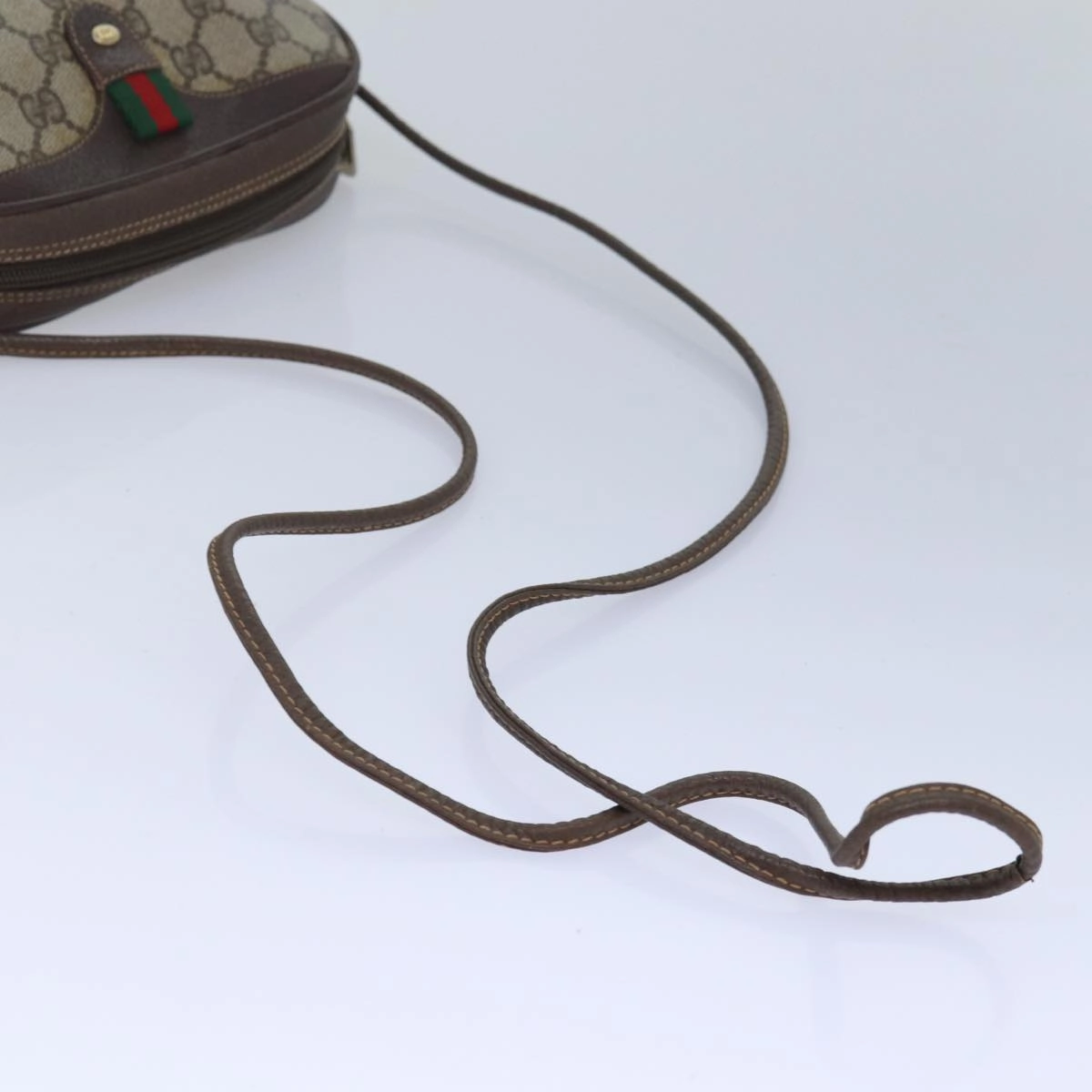 GUCCI GG Supreme Web Sherry Line Shoulder Bag PVC Beige 156 02 066  83926