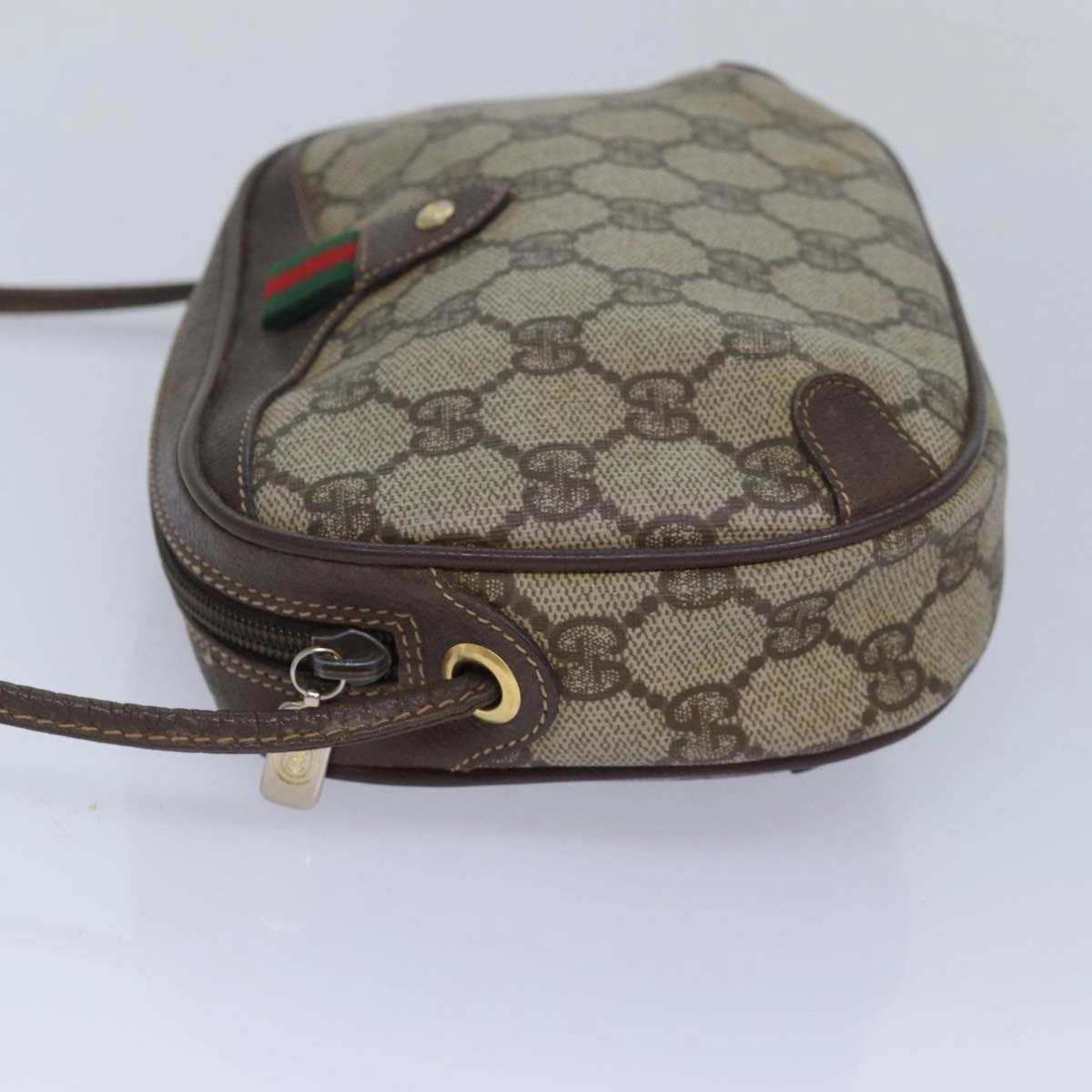 GUCCI GG Supreme Web Sherry Line Shoulder Bag PVC Beige 156 02 066  83926