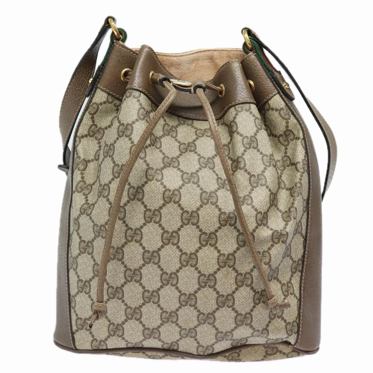 GUCCI GG Supreme Web Sherry Line Shoulder Bag PVC Beige 41 02 034  81369