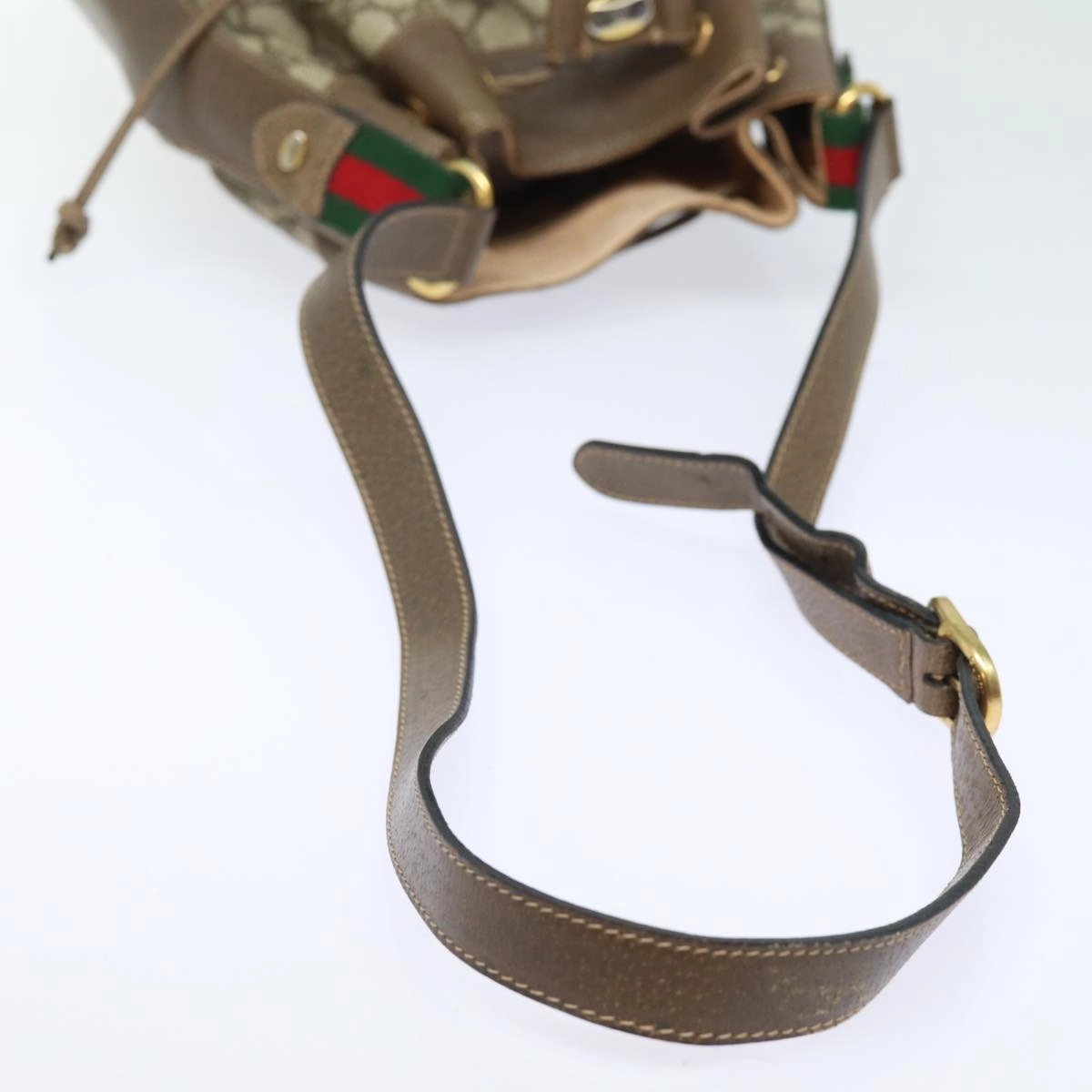GUCCI GG Supreme Web Sherry Line Shoulder Bag PVC Beige 41 02 034  81369