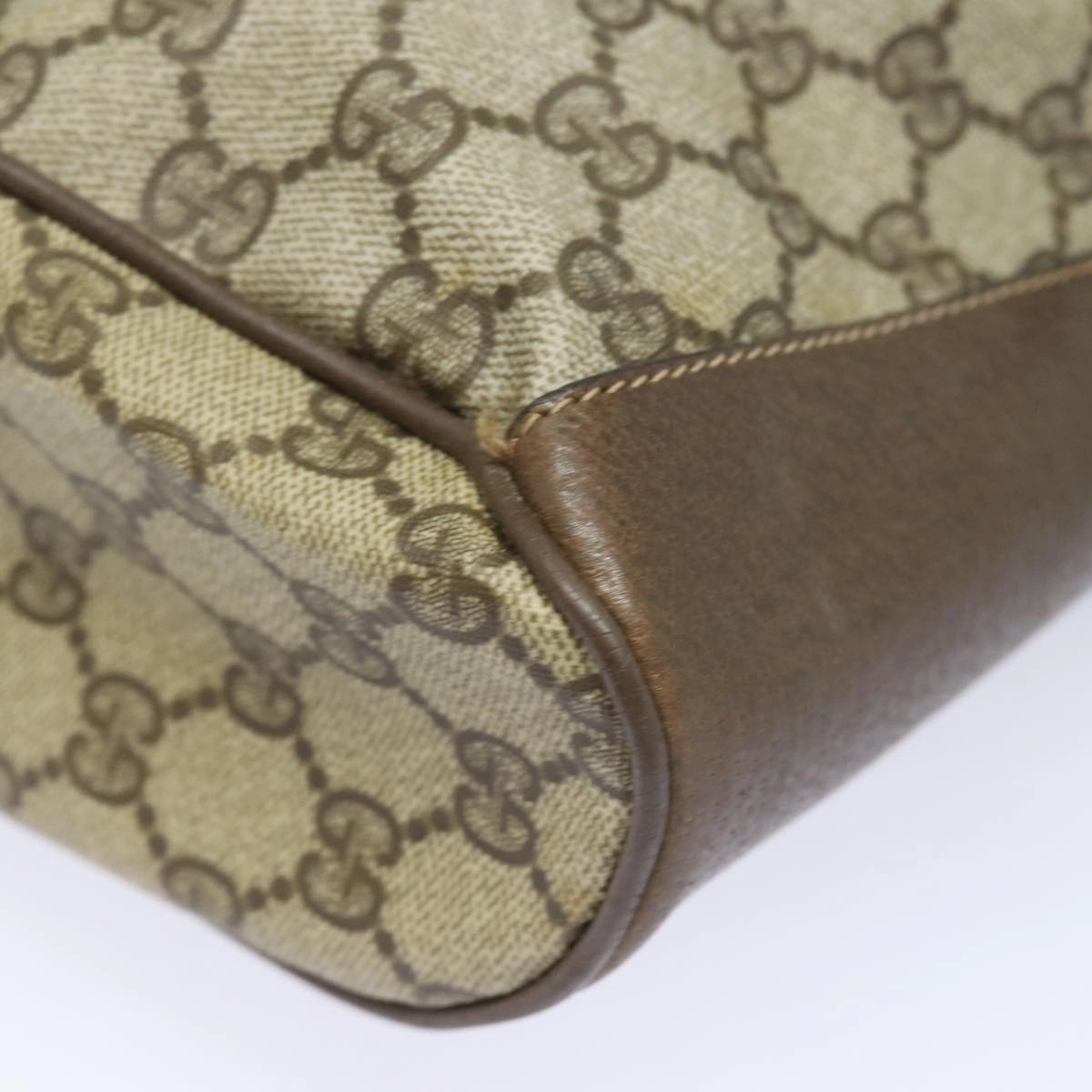 GUCCI GG Supreme Web Sherry Line Shoulder Bag PVC Beige 41 02 034  81369