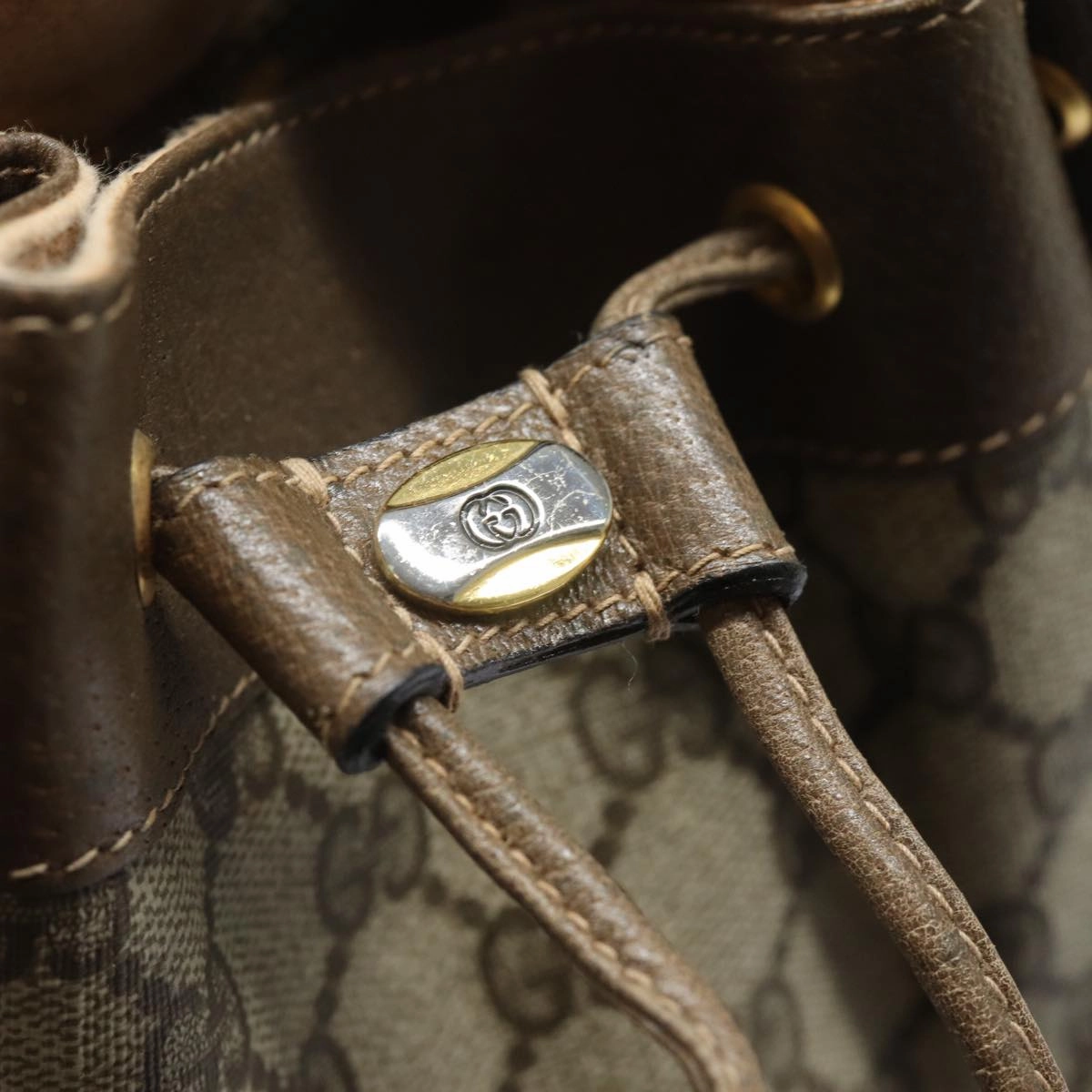 GUCCI GG Supreme Web Sherry Line Shoulder Bag PVC Beige 41 02 034  81369