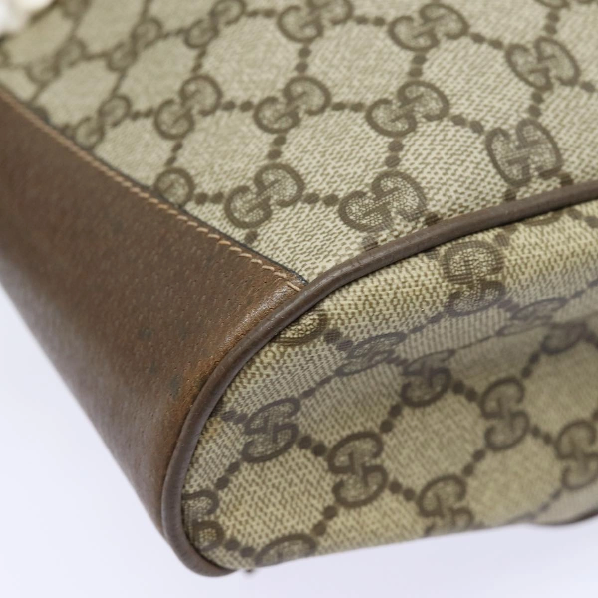 GUCCI GG Supreme Web Sherry Line Shoulder Bag PVC Beige 41 02 034  81369