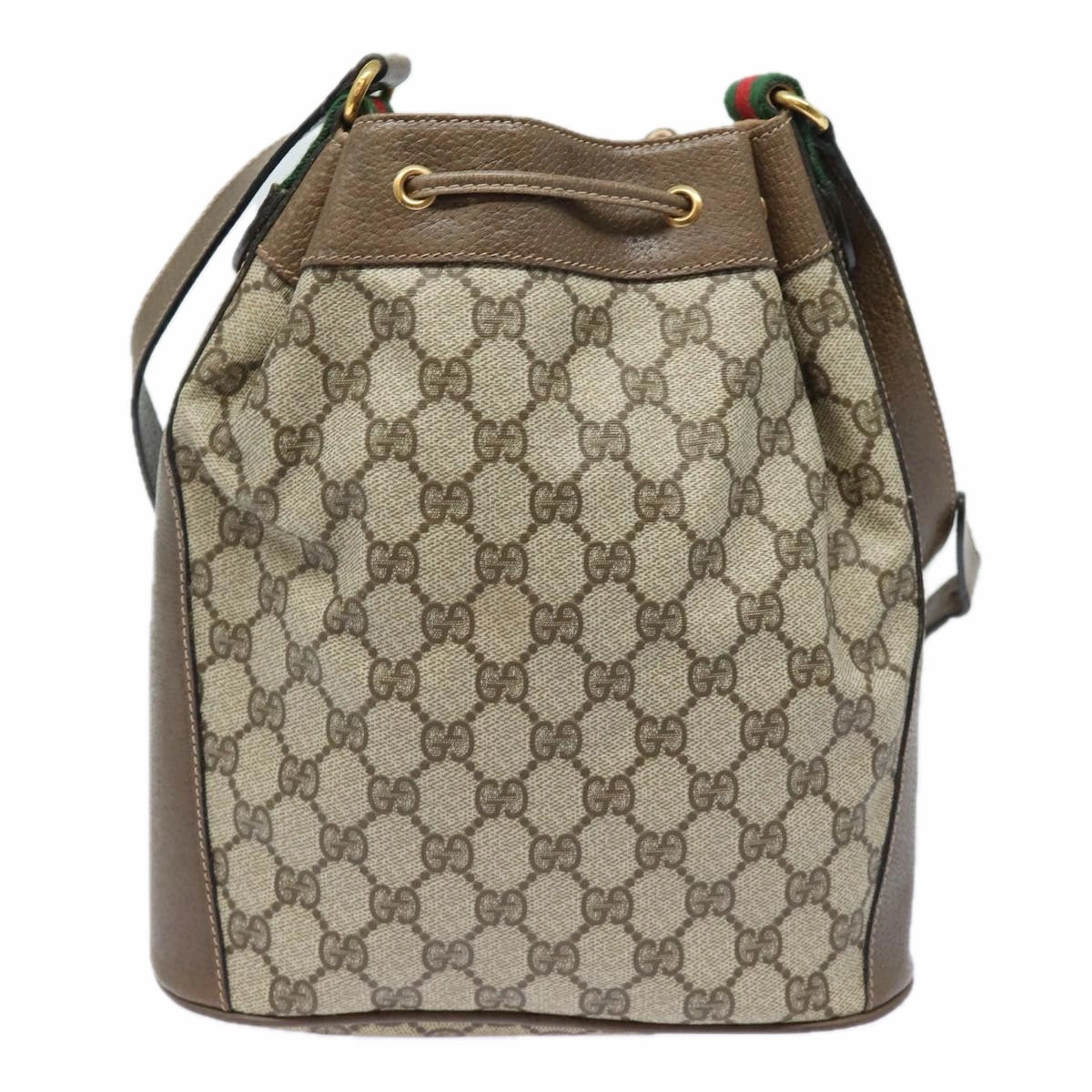 GUCCI GG Supreme Web Sherry Line Shoulder Bag PVC Beige 41 02 034  81369