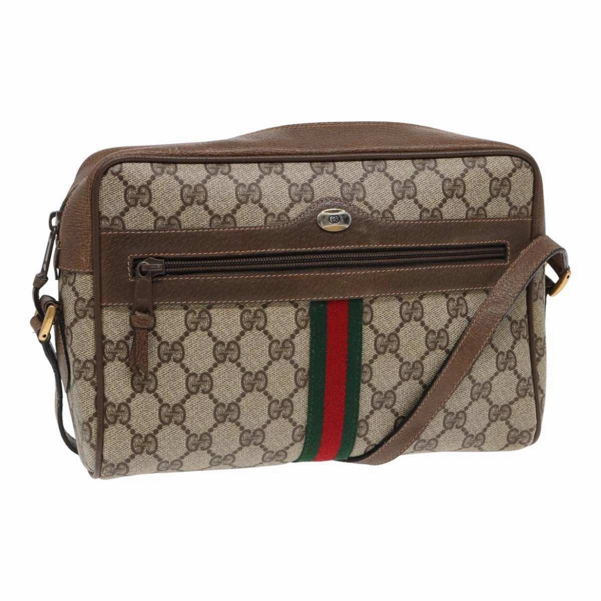 GUCCI GG Supreme Web Sherry Line Shoulder Bag PVC Beige 68 02 005  83928