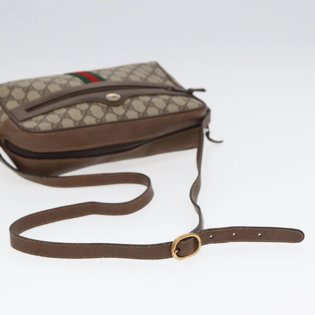GUCCI GG Supreme Web Sherry Line Shoulder Bag PVC Beige 68 02 005  83928