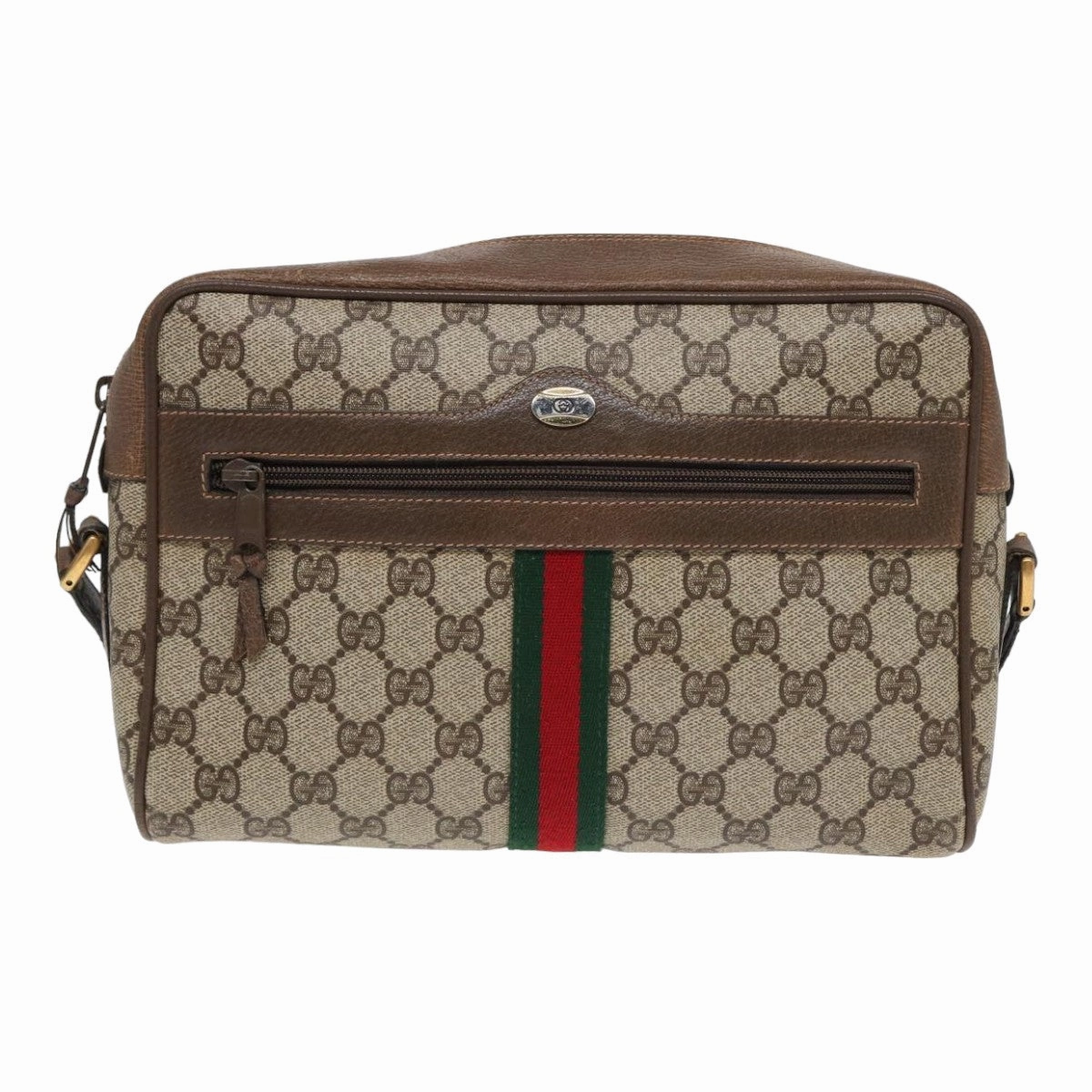 GUCCI GG Supreme Web Sherry Line Shoulder Bag PVC Beige 68 02 005  83928