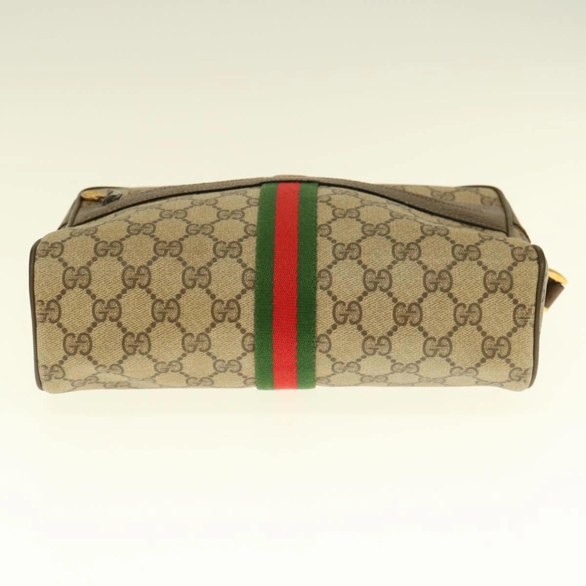 GUCCI GG Supreme Webshire Line Shoulder Bag Canvas Beige Brown 72 02 005