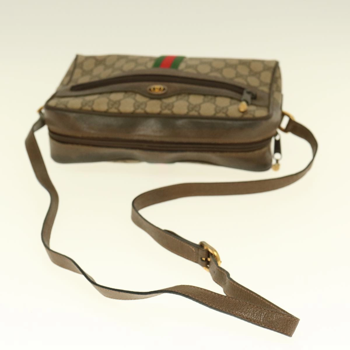 GUCCI GG Supreme Webshire Line Shoulder Bag Canvas Beige Brown 72 02 005