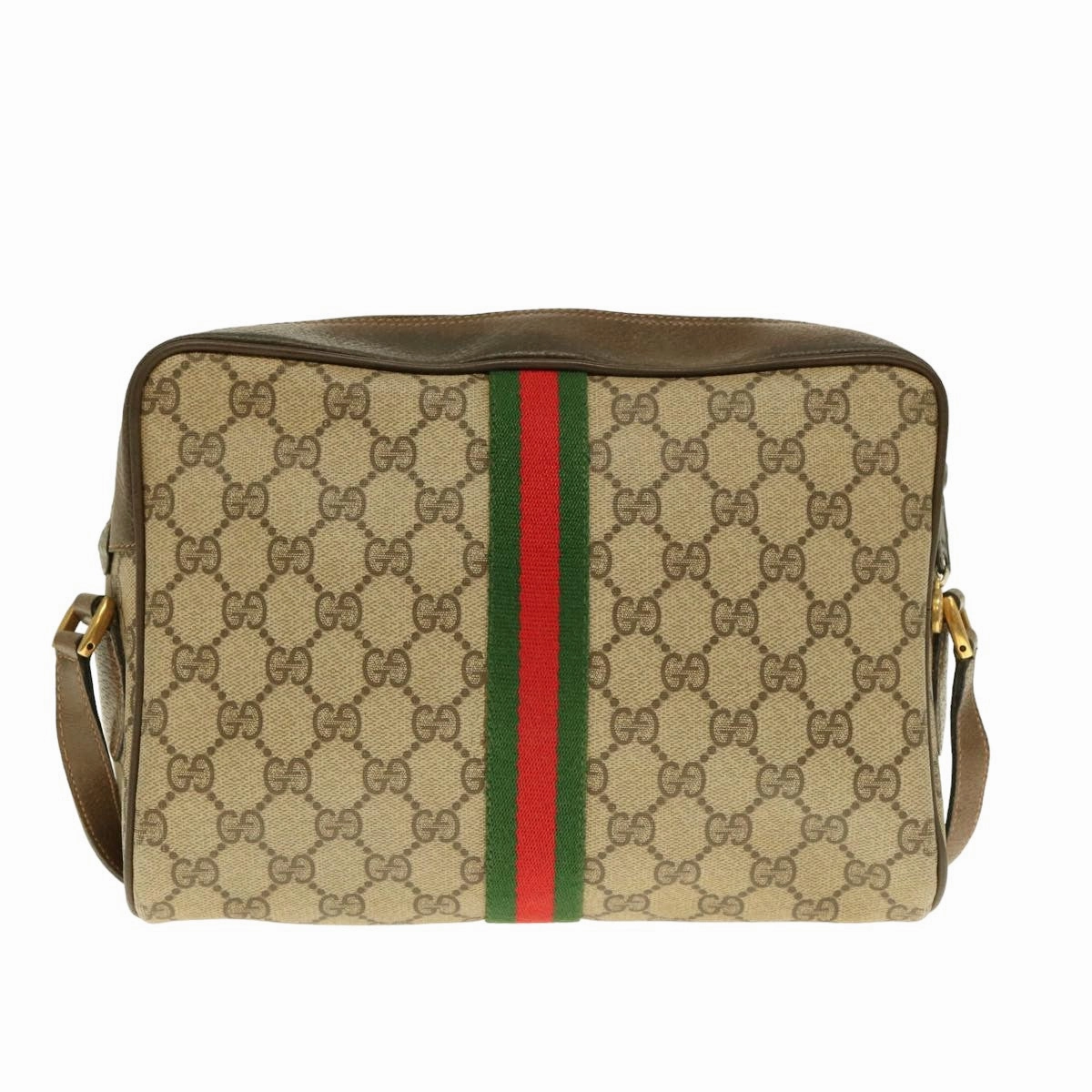 GUCCI GG Supreme Webshire Line Shoulder Bag Canvas Beige Brown 72 02 005