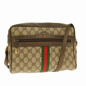 GUCCI GG Supreme Webshire Line Shoulder Bag Canvas Beige Brown 72 02 005