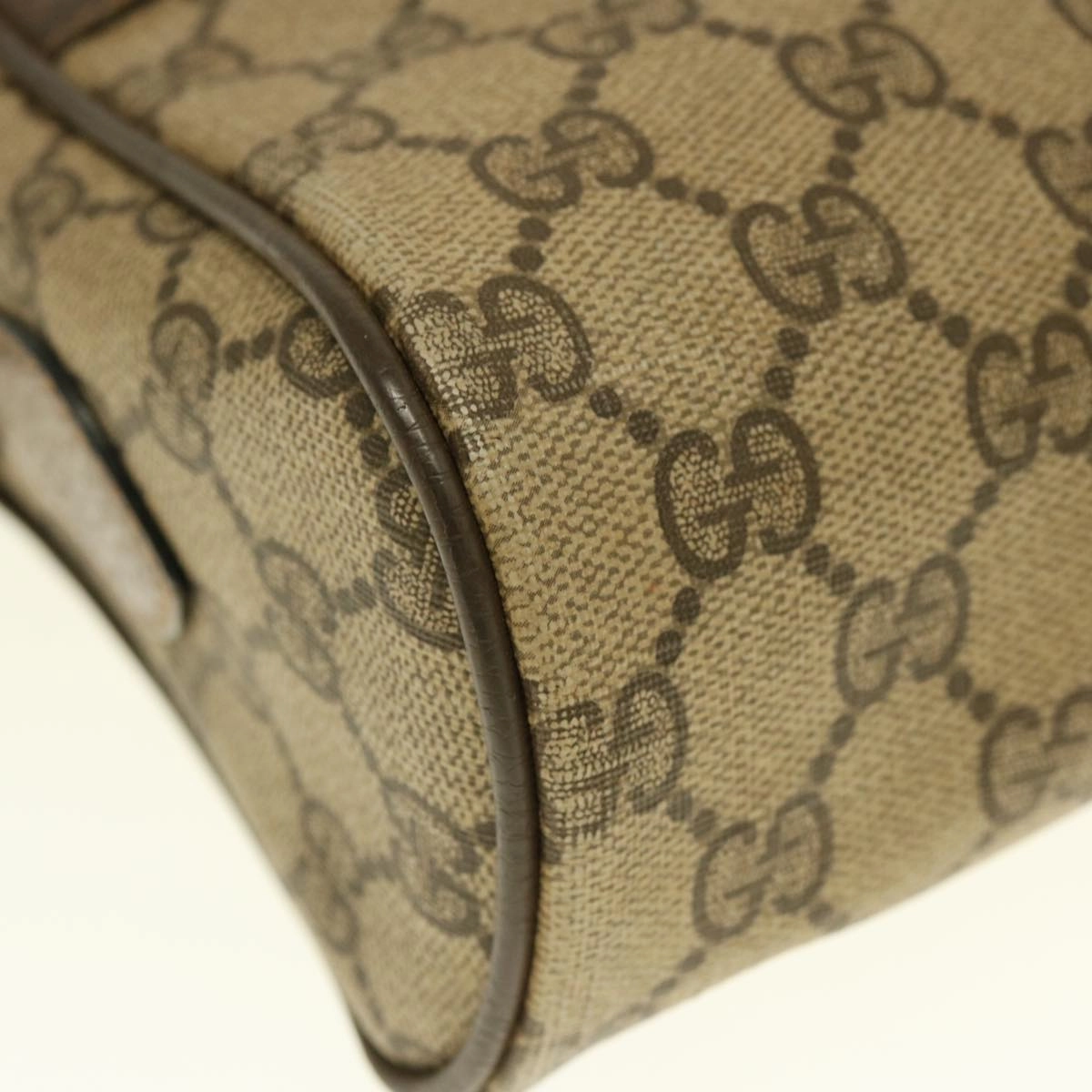 GUCCI GG Supreme Webshire Line Shoulder Bag Canvas Beige Brown 72 02 005
