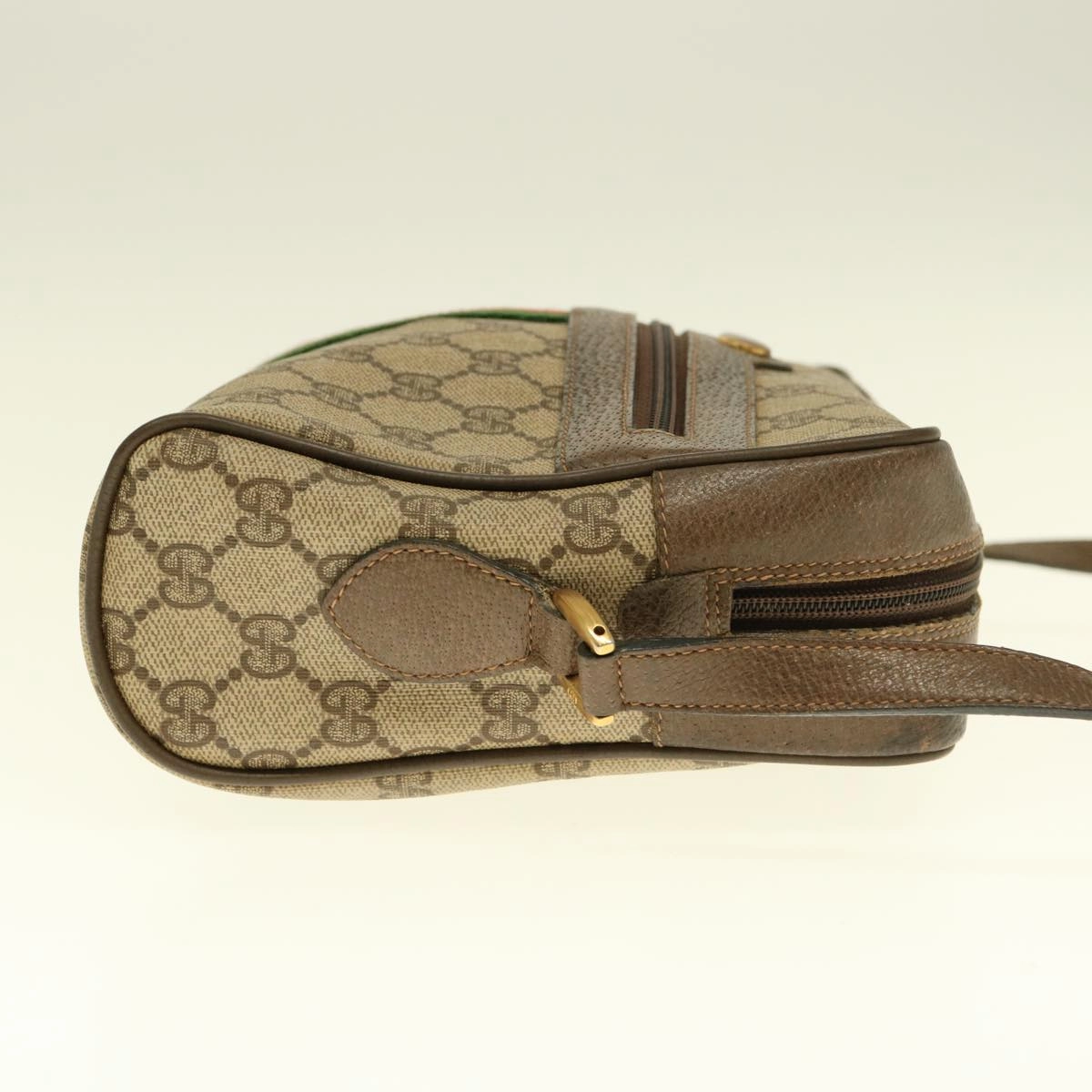 GUCCI GG Supreme Webshire Line Shoulder Bag Canvas Beige Brown 72 02 005