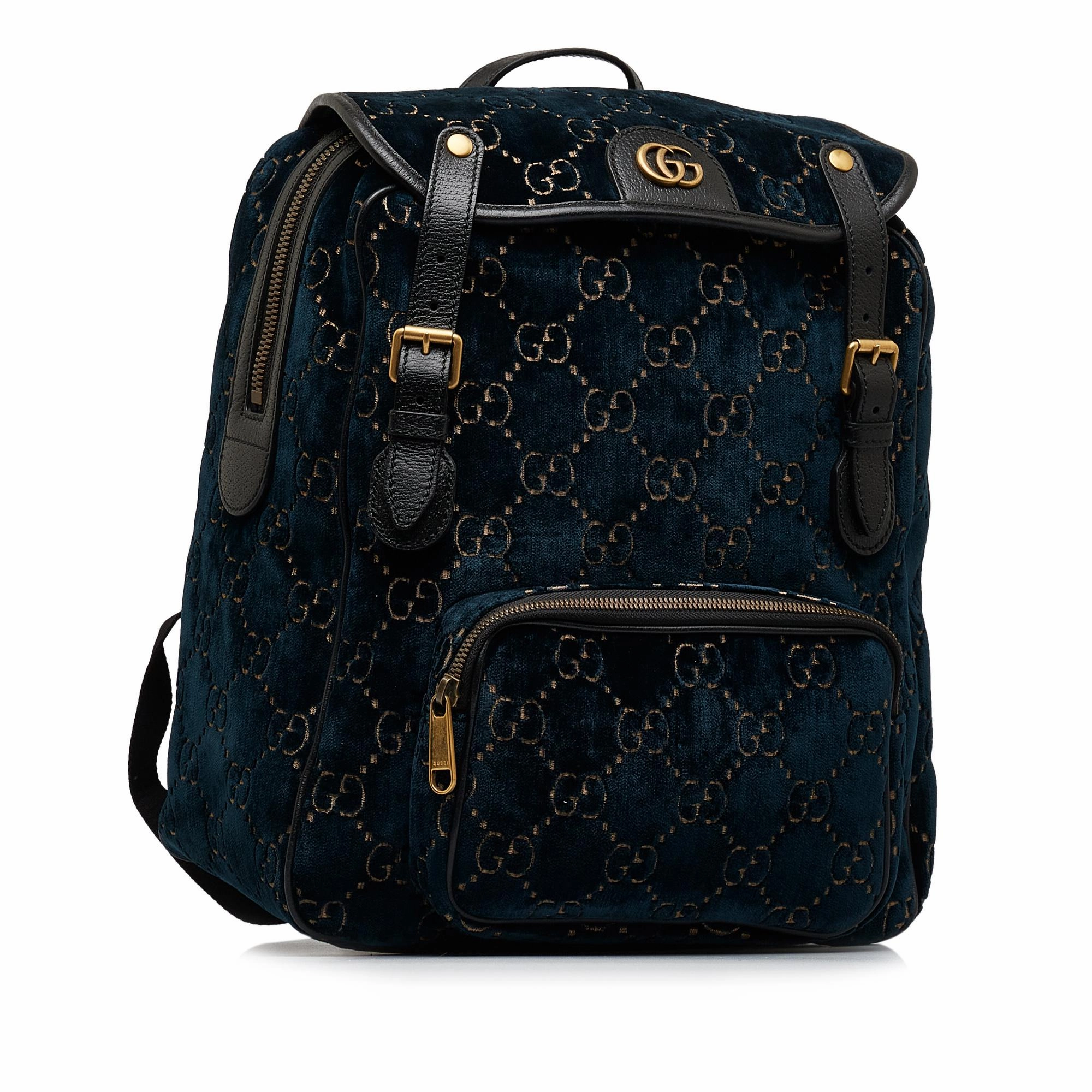 Gucci GG Velvet Double Buckle Backpack (SHG-ew8ThP)