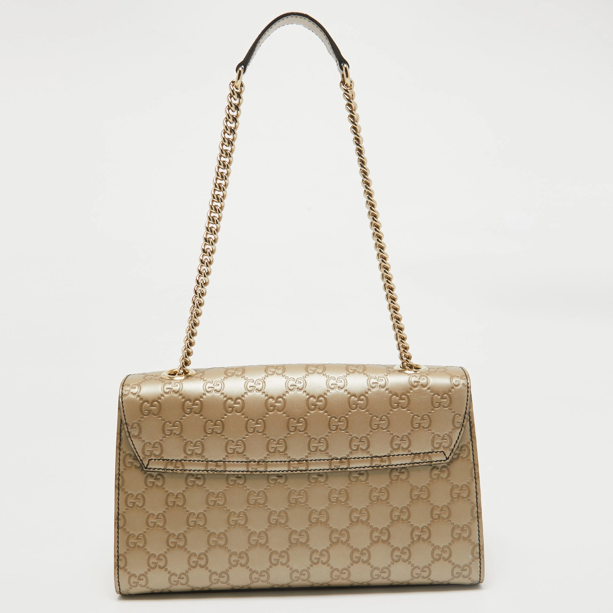 Gucci Gold Guccissima Leather Medium Emily Chain Shoulder Bag