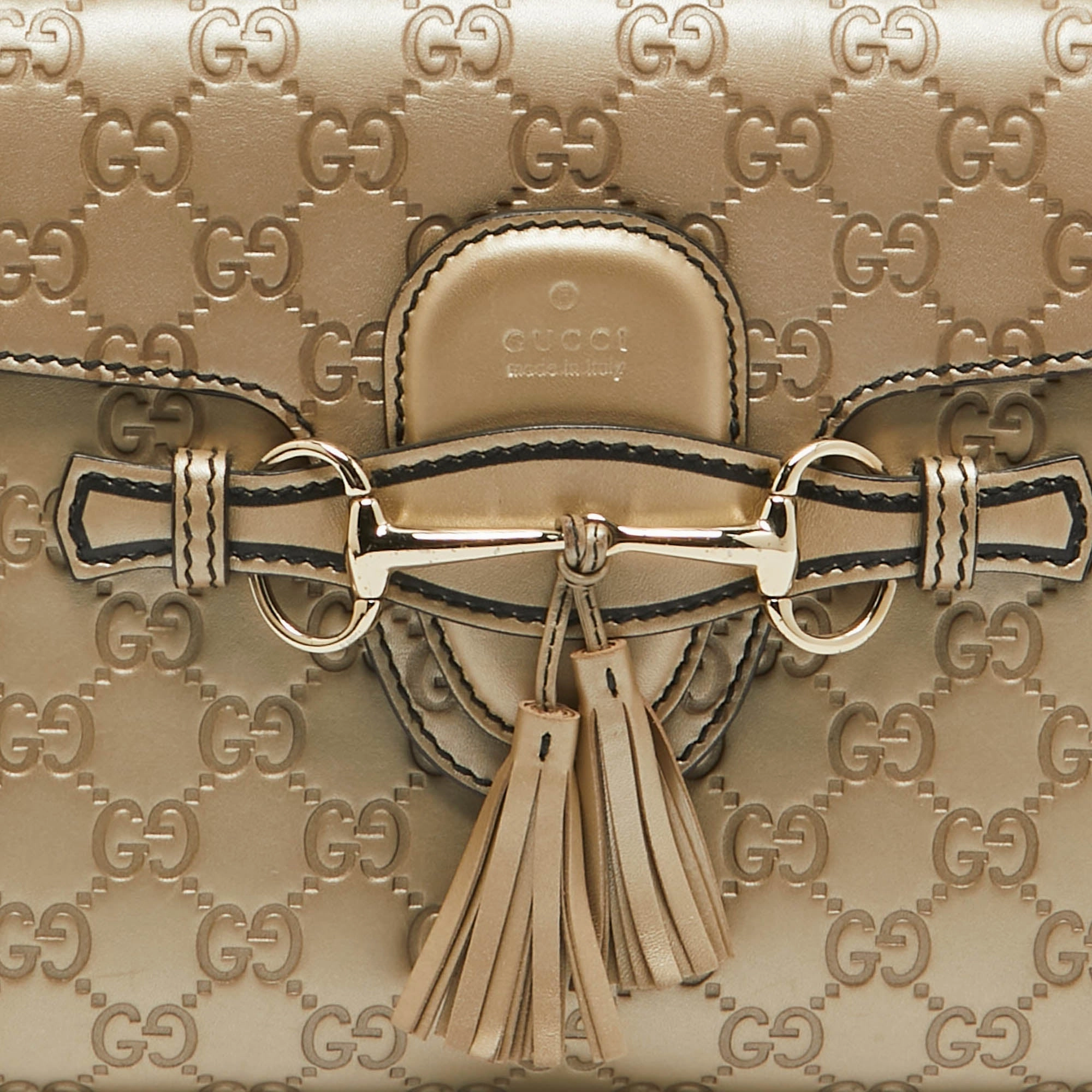 Gucci Gold Guccissima Leather Medium Emily Chain Shoulder Bag