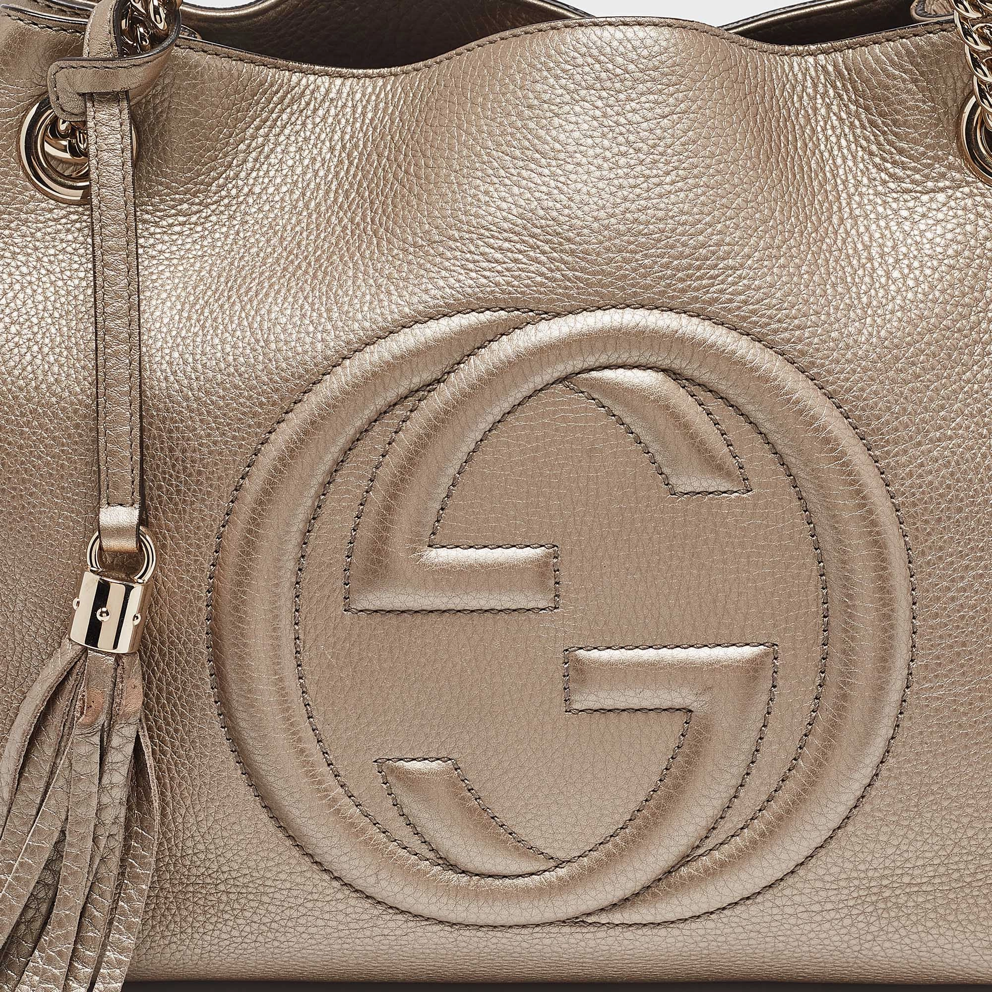 Gucci Gold Leather Medium Soho Shoulder Bag