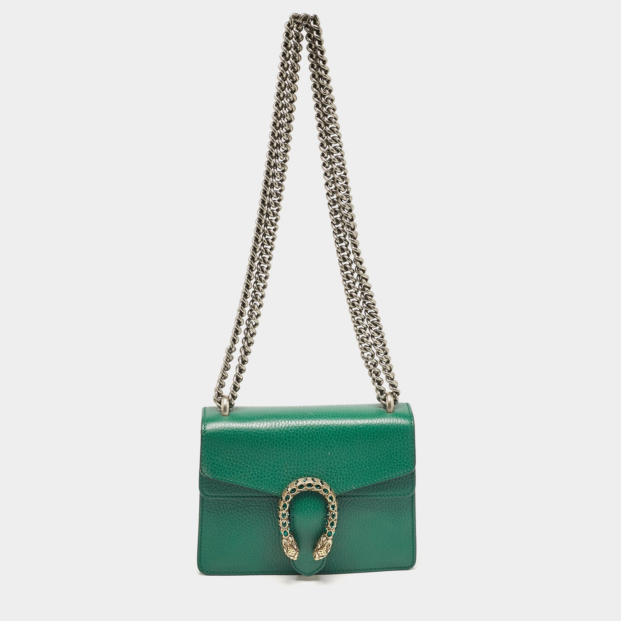 Gucci Green Leather Mini Dionysus Shoulder Bag