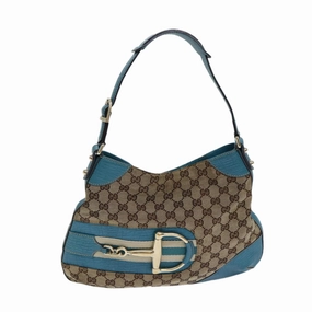GUCCI Horsebit Sherry Line GG Canvas Shoulder Bag Beige 137388  82262