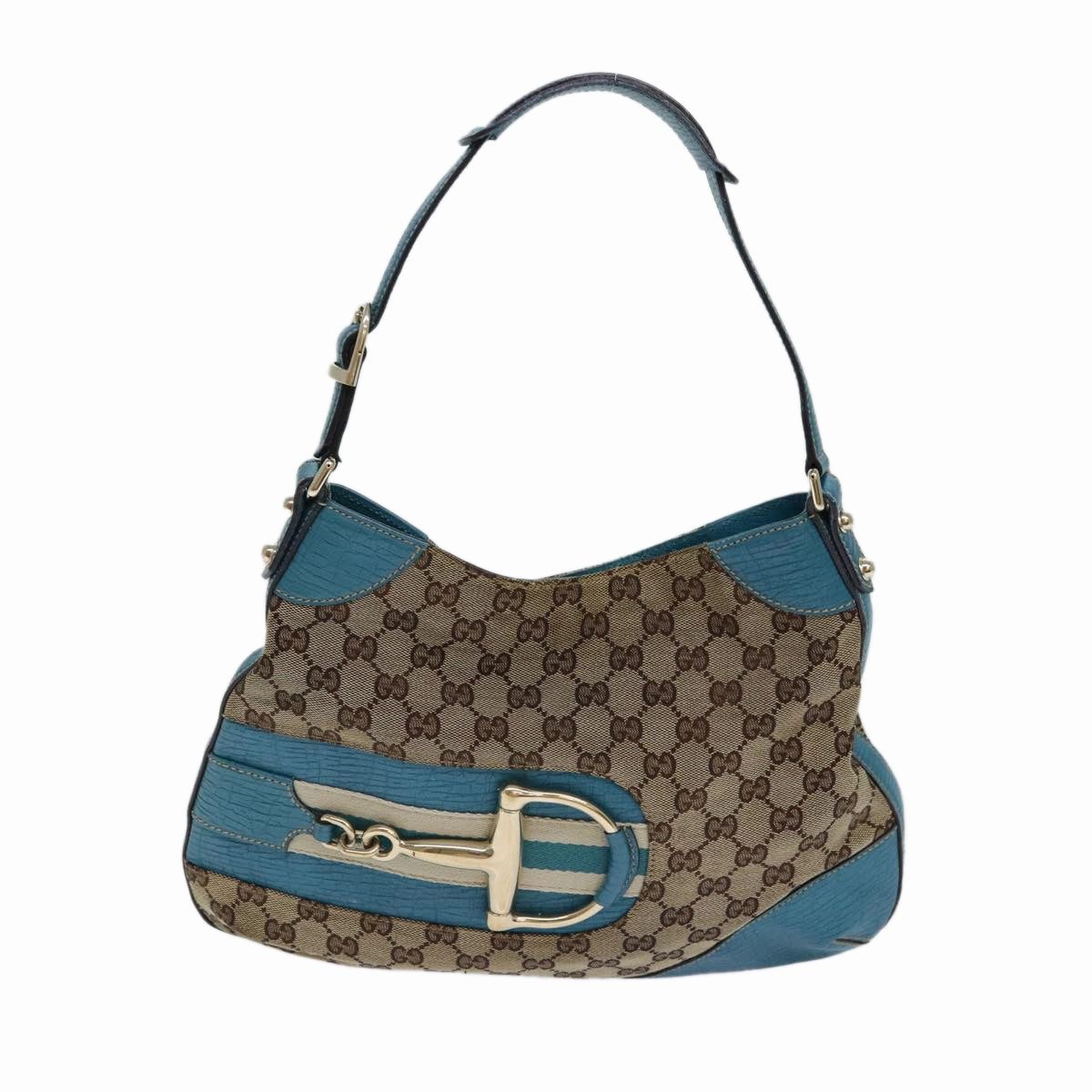 GUCCI Horsebit Sherry Line GG Canvas Shoulder Bag Beige 137388  82262