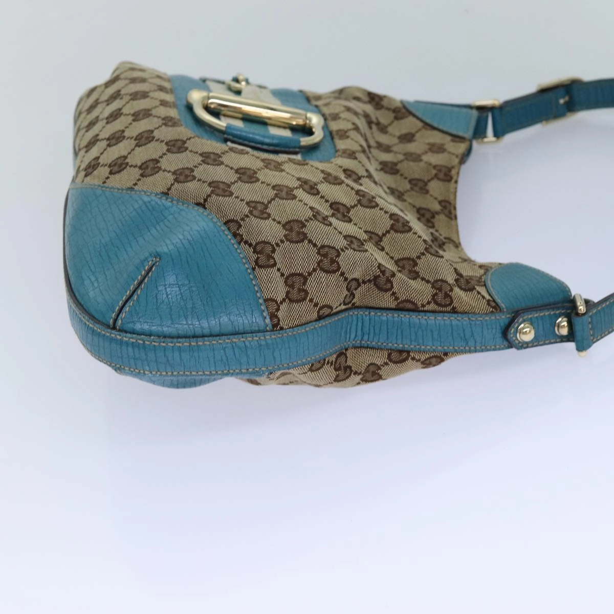 GUCCI Horsebit Sherry Line GG Canvas Shoulder Bag Beige 137388  82262