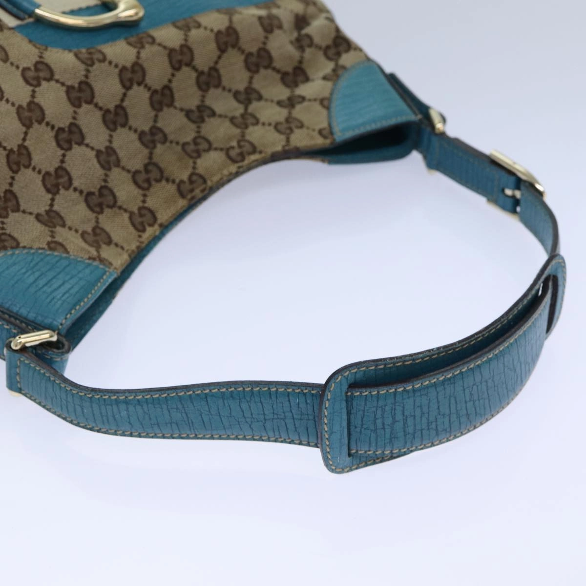 GUCCI Horsebit Sherry Line GG Canvas Shoulder Bag Beige 137388  82262