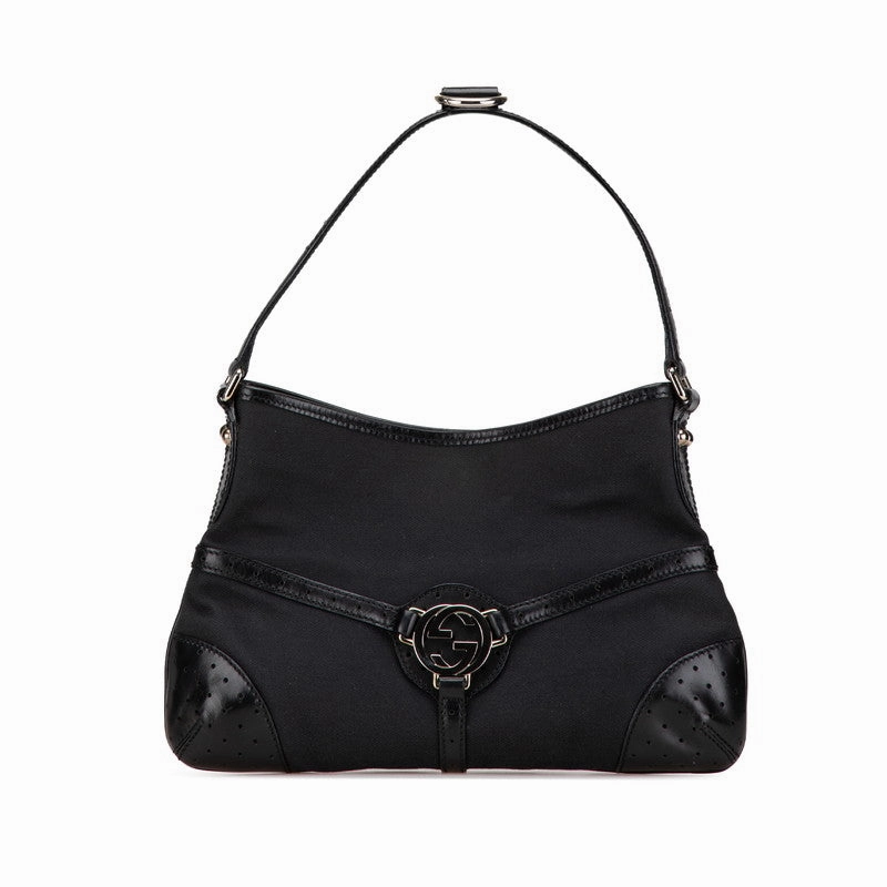Gucci Interlocking G Canvas Leather Shoulder Bag