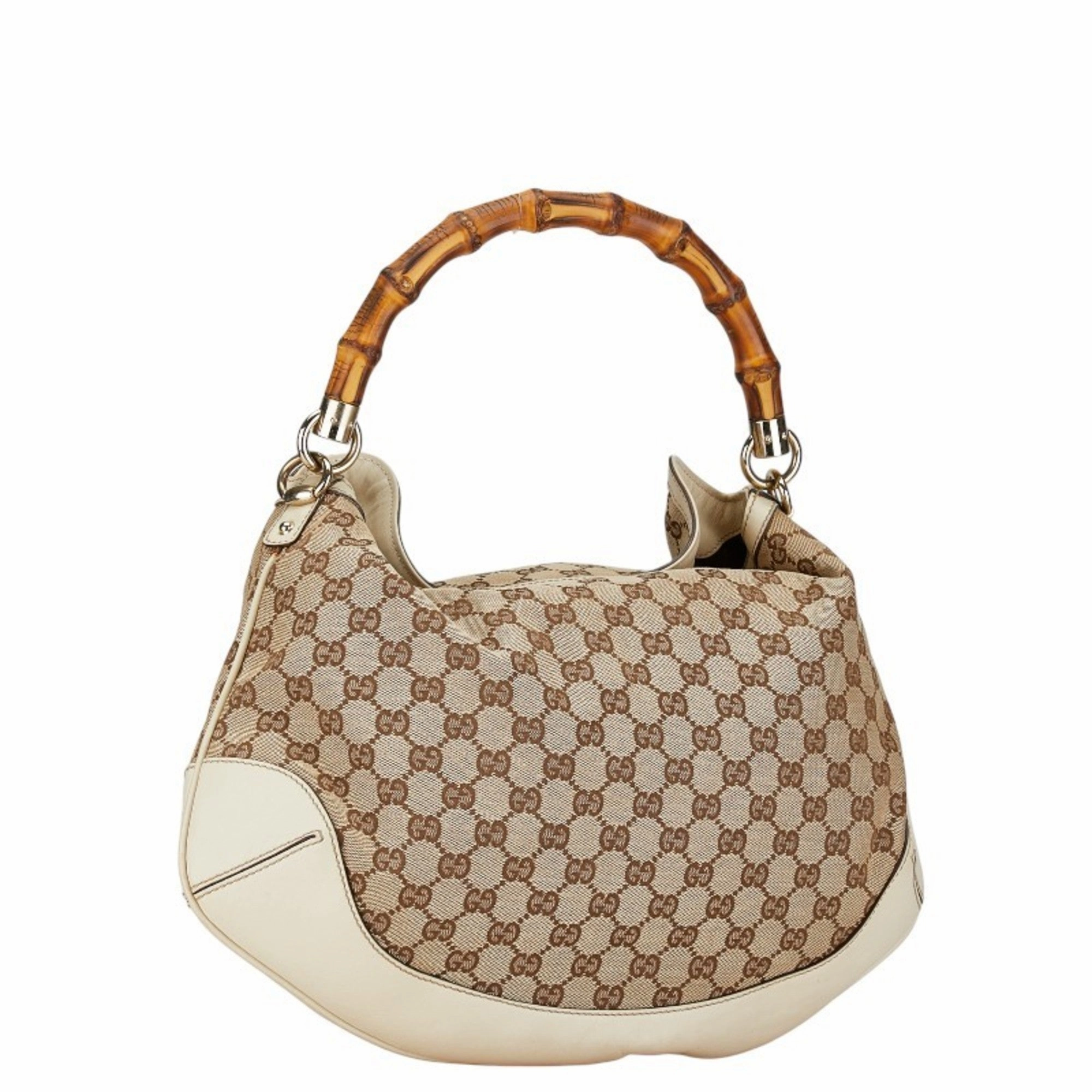 Gucci  ivory  Canvas Leather Handbag Shoulder Bag (Pre-Owned)