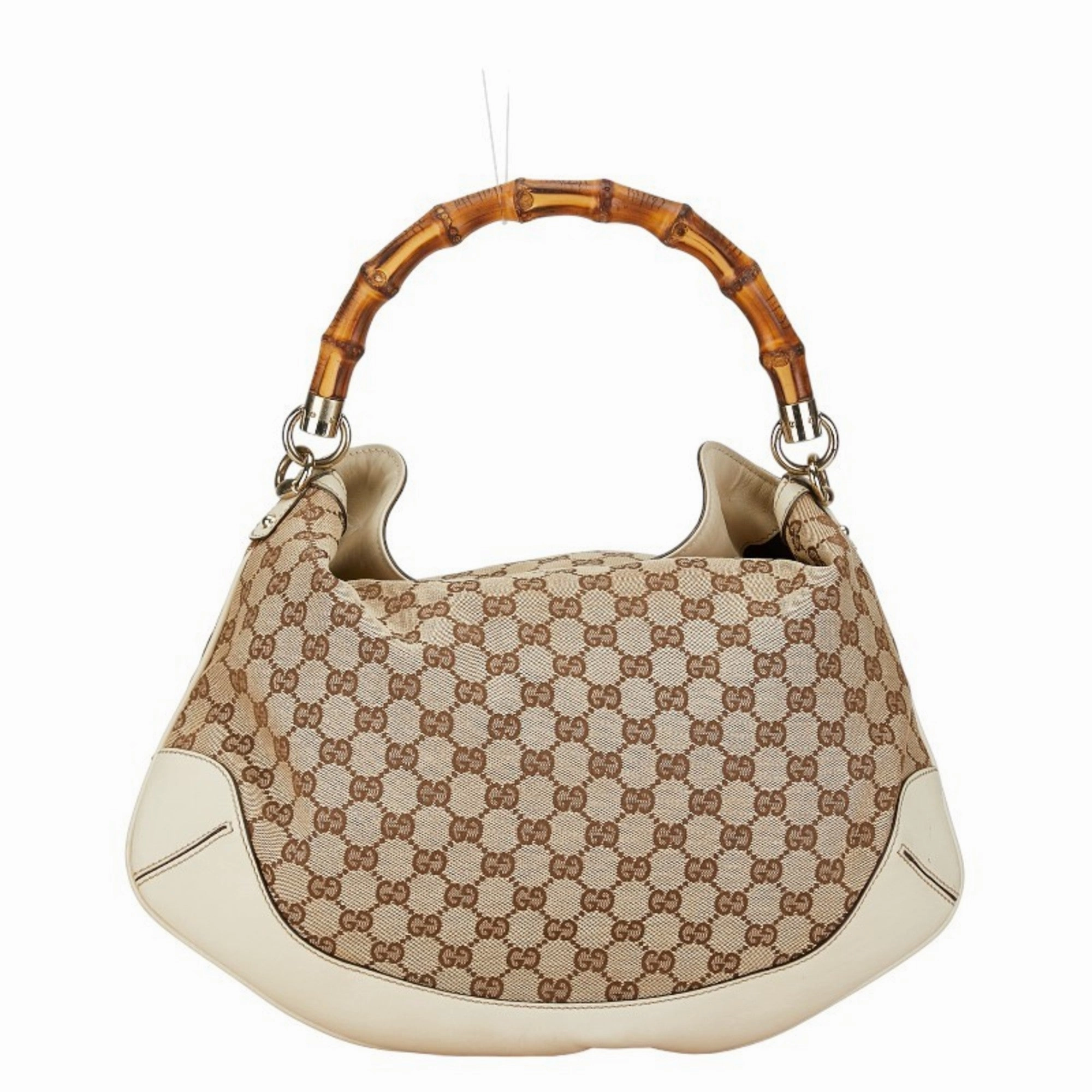 Gucci  ivory  Canvas Leather Handbag Shoulder Bag (Pre-Owned)
