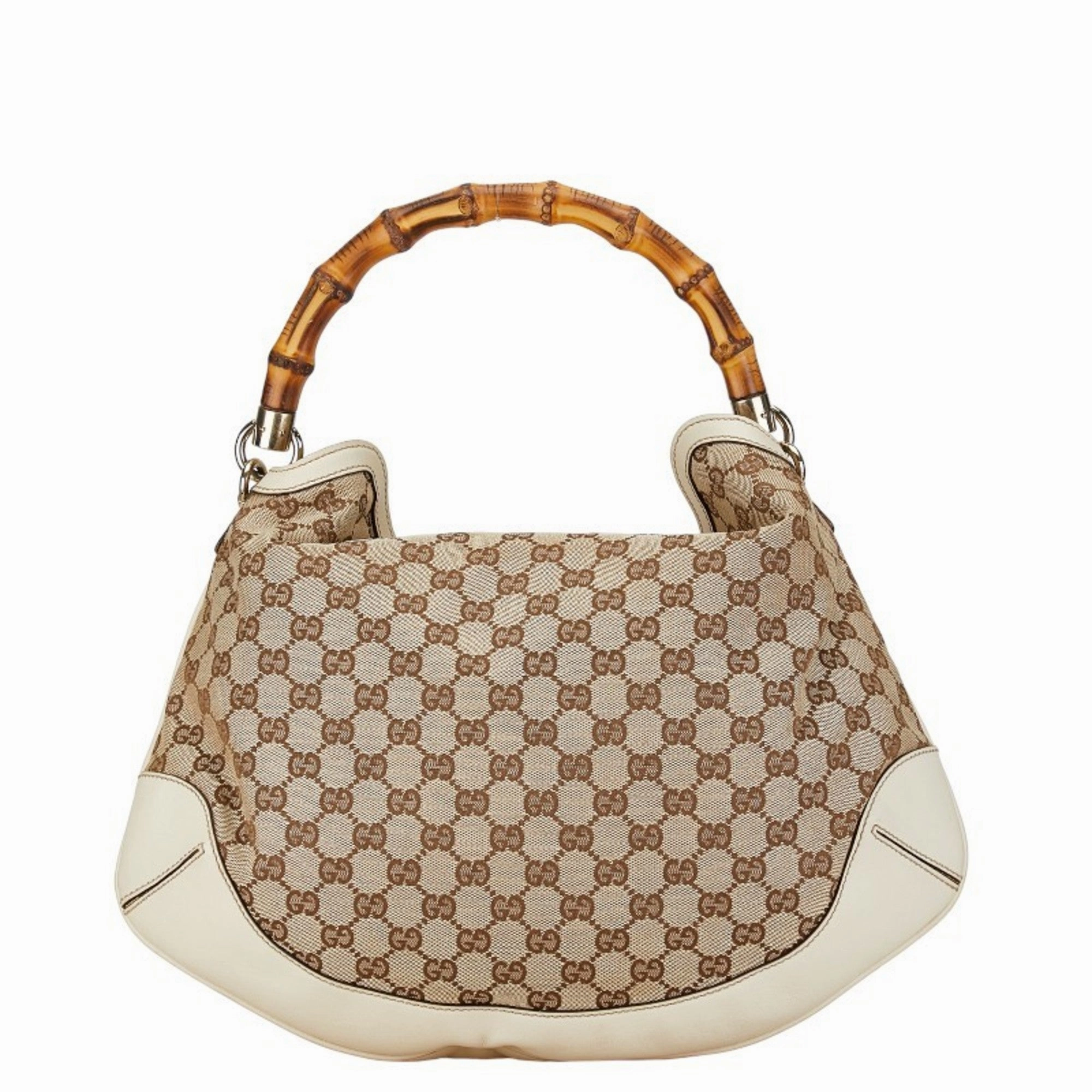 Gucci  ivory  Canvas Leather Handbag Shoulder Bag (Pre-Owned)
