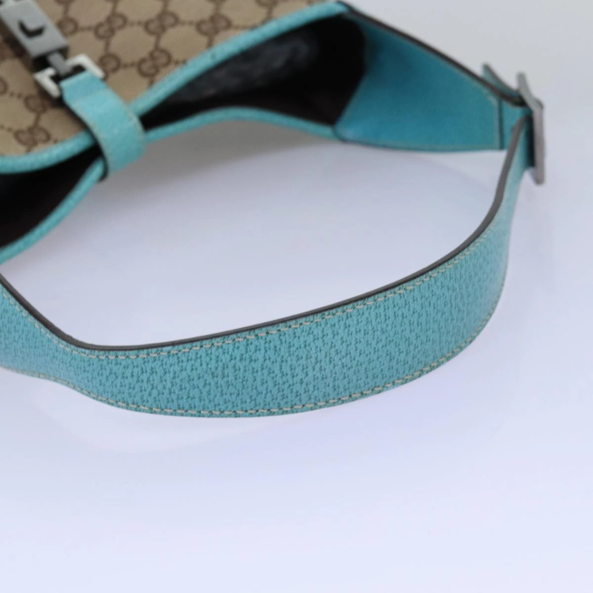 GUCCI Jackie GG Canvas Shoulder Bag Light Blue Beige 00963  12888A