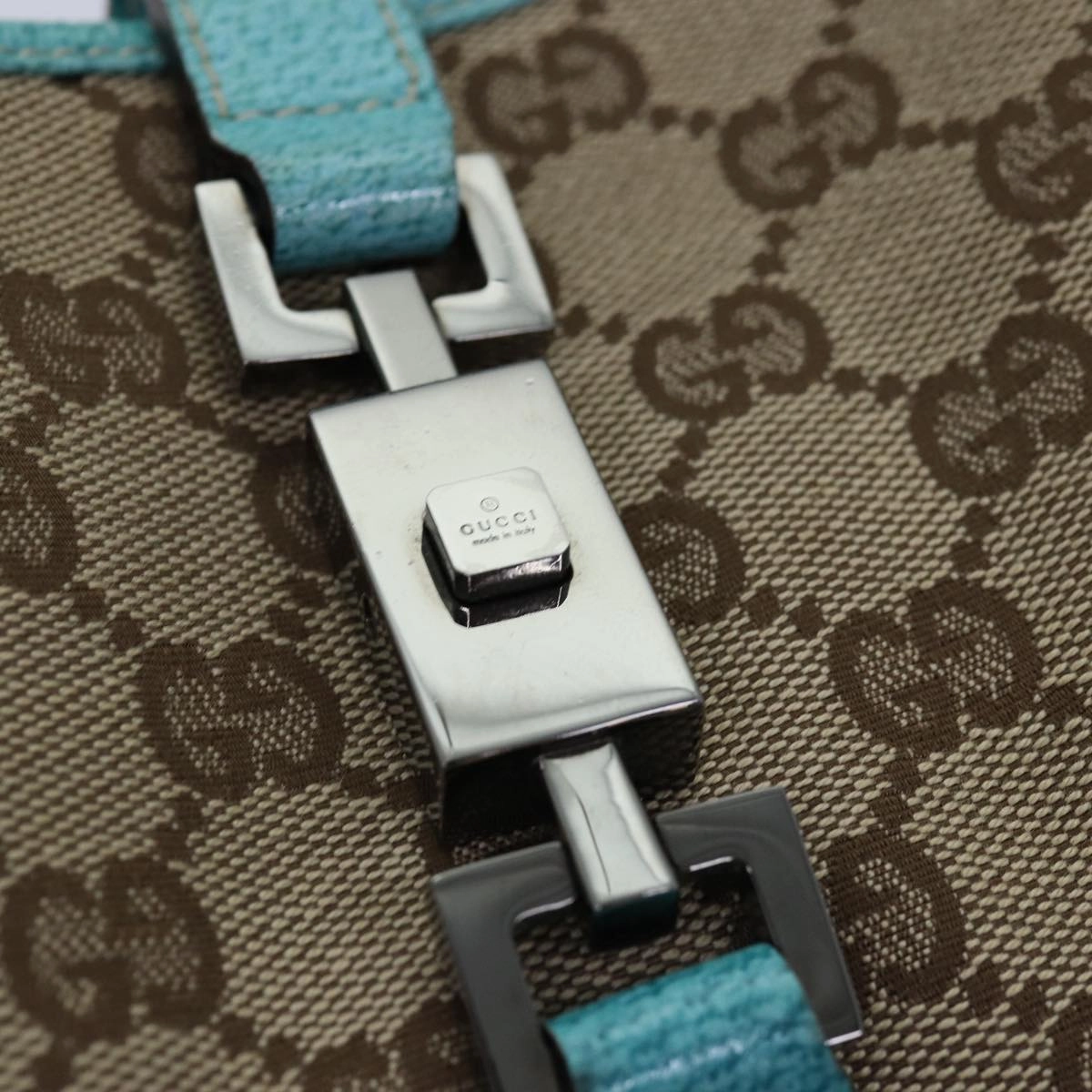 GUCCI Jackie GG Canvas Shoulder Bag Light Blue Beige 00963  12888A
