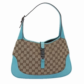 GUCCI Jackie GG Canvas Shoulder Bag Light Blue Beige 00963  12888A