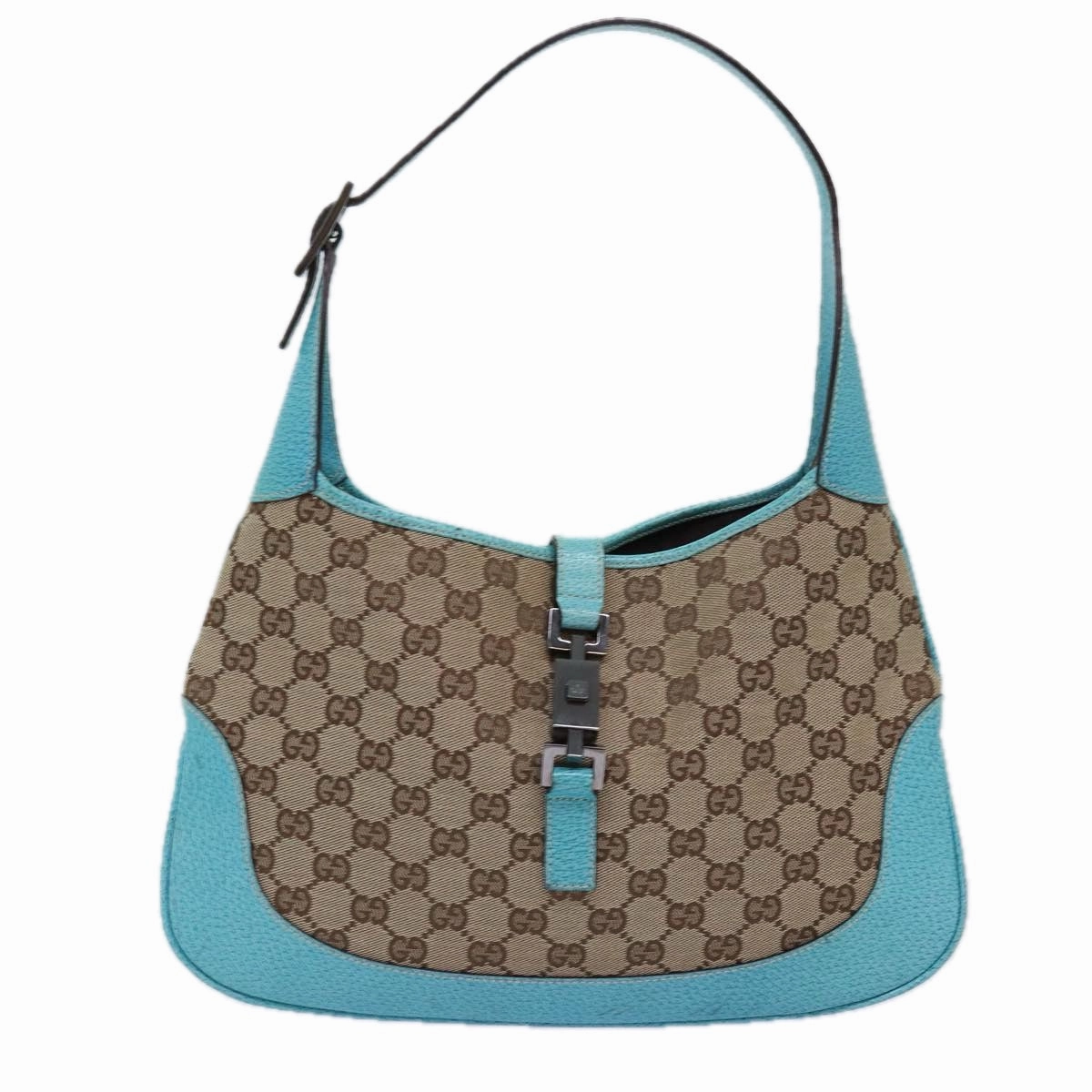 GUCCI Jackie GG Canvas Shoulder Bag Light Blue Beige 00963  12888A