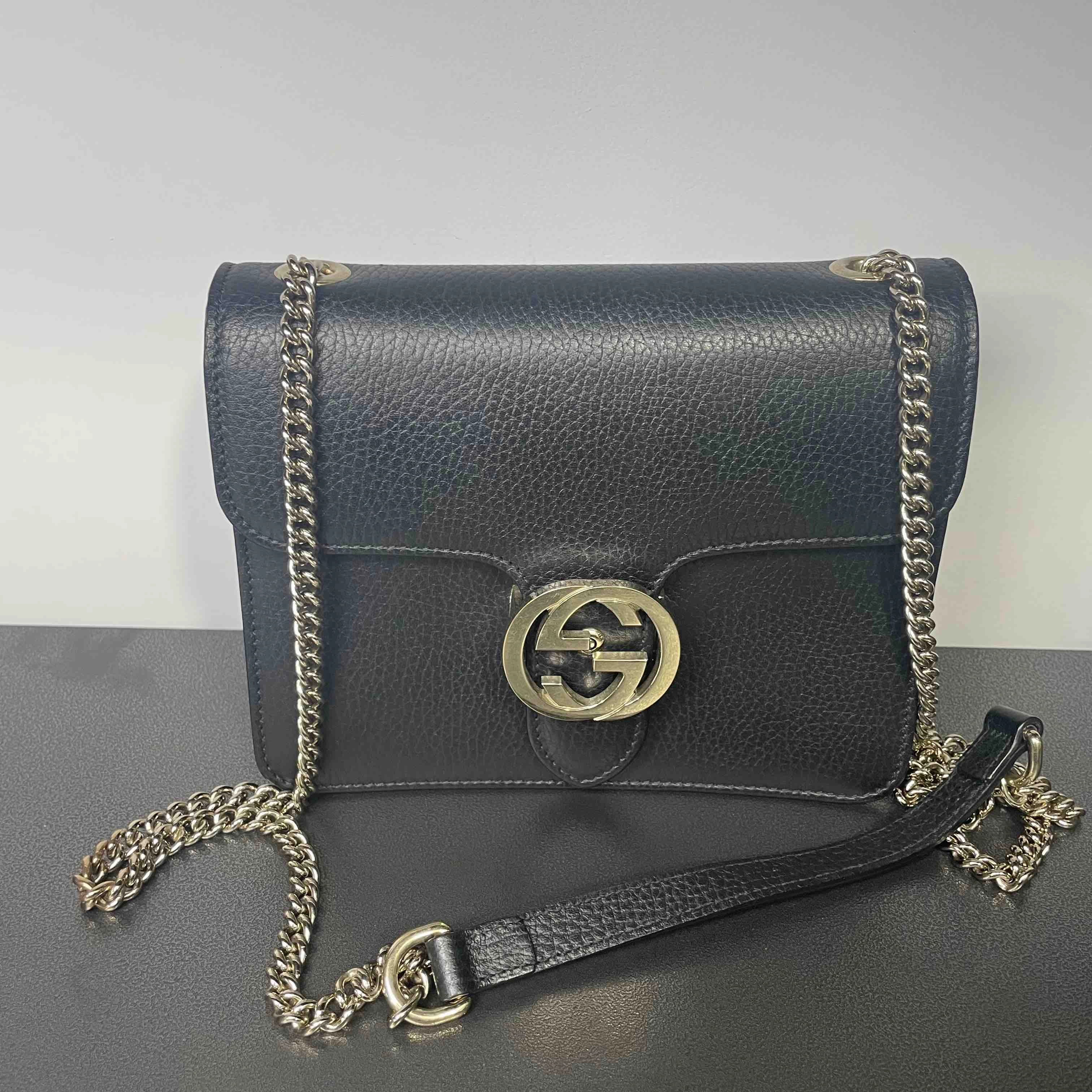 Gucci Jordaan Black Leather Shoulder Bag