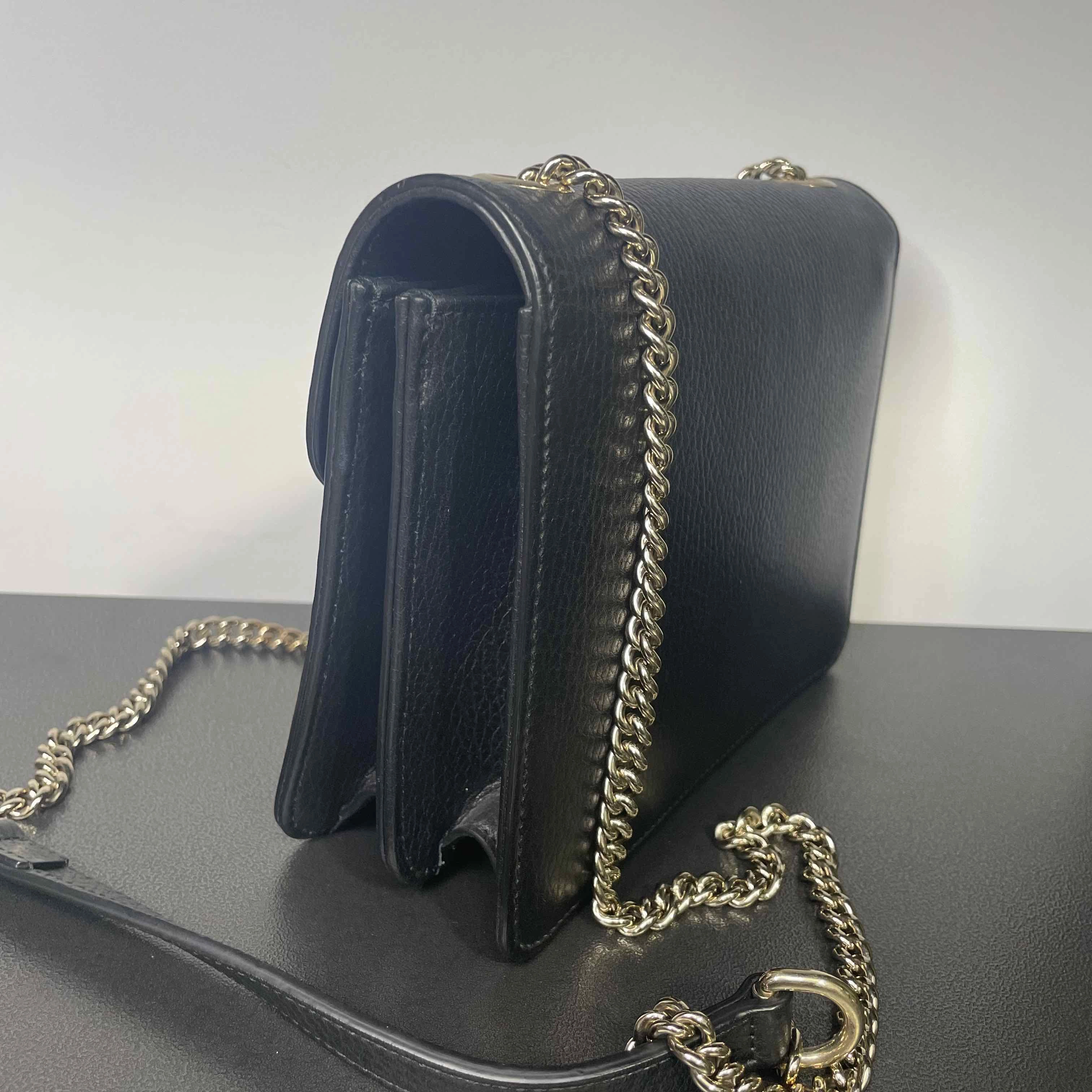 Gucci Jordaan Black Leather Shoulder Bag