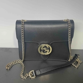 Gucci Jordaan Black Leather Shoulder Bag