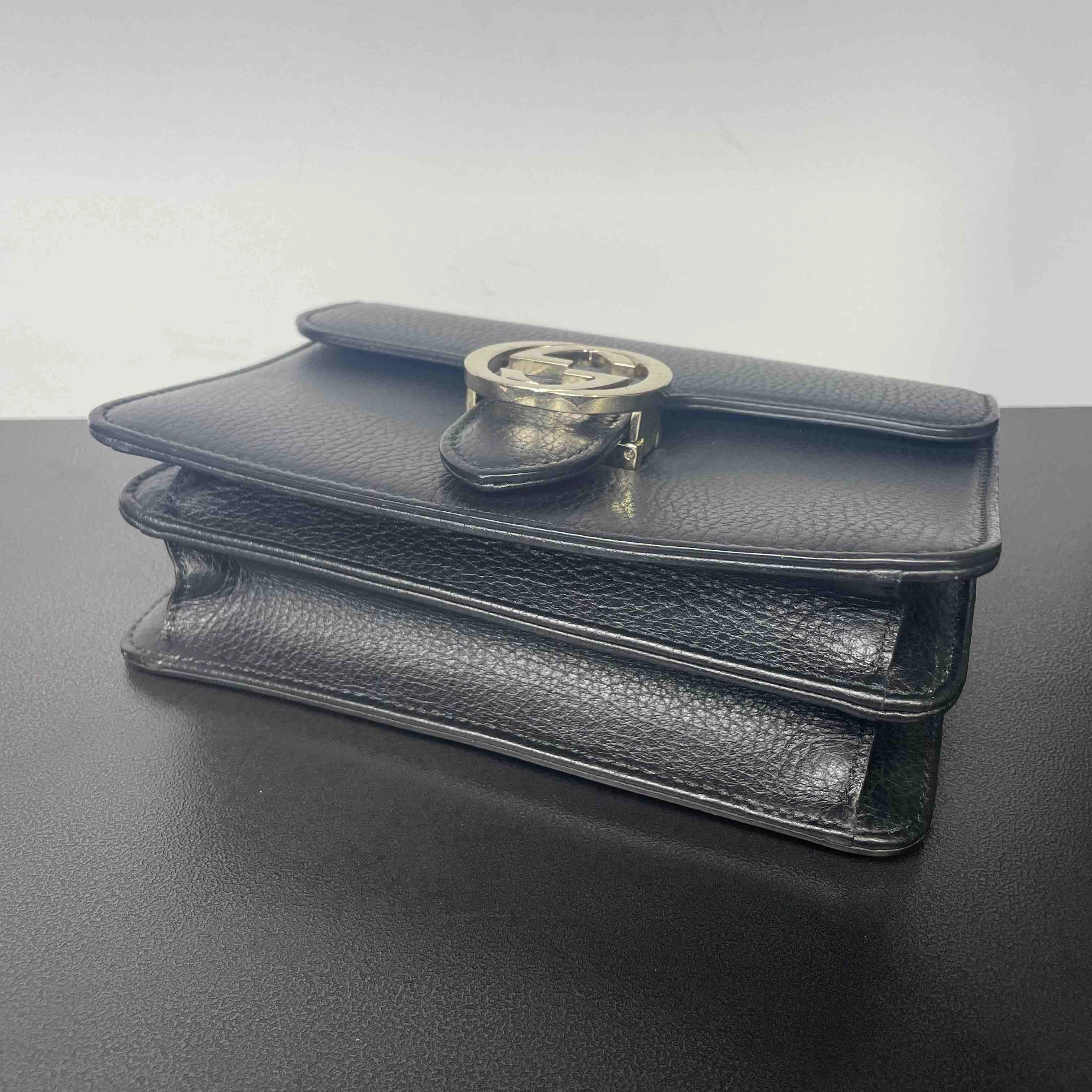Gucci Jordaan Black Leather Shoulder Bag