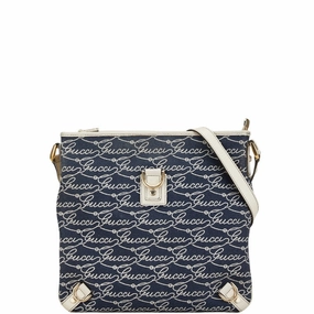 Gucci Leather Abbey Logo Shoulder Bag Blue