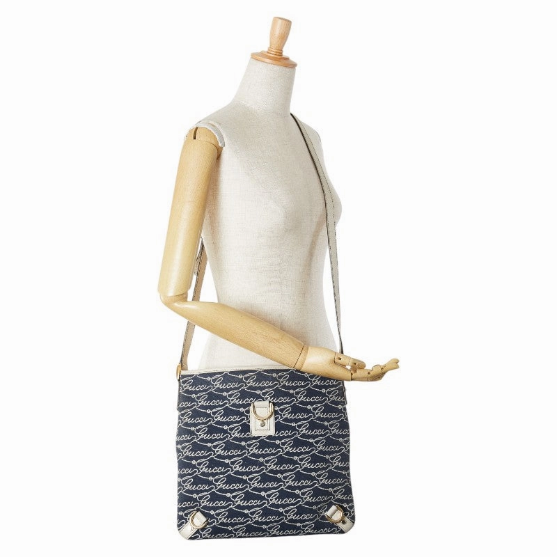 Gucci Leather Abbey Logo Shoulder Bag Blue