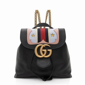 Gucci Leather GG Marmont Web Flap Chain Backpack (SHF-eIjJ7m)