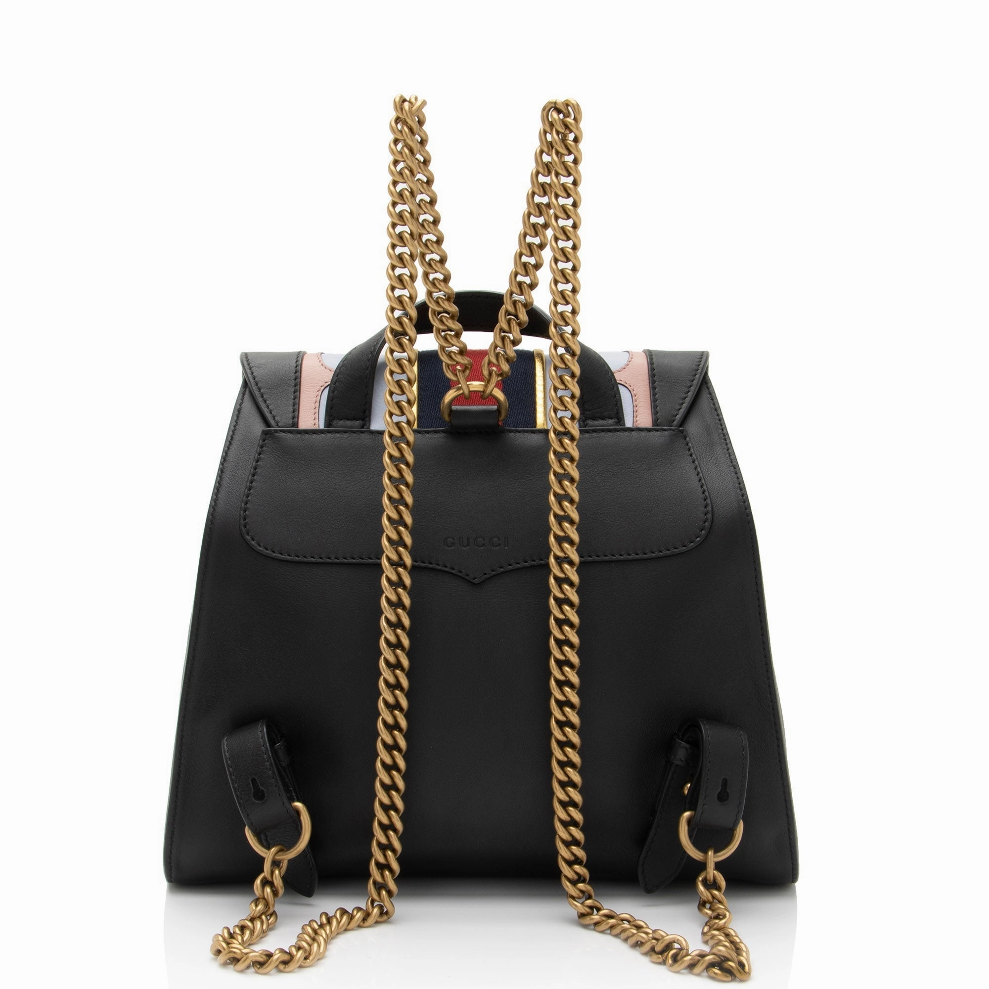 Gucci Leather GG Marmont Web Flap Chain Backpack (SHF-eIjJ7m)