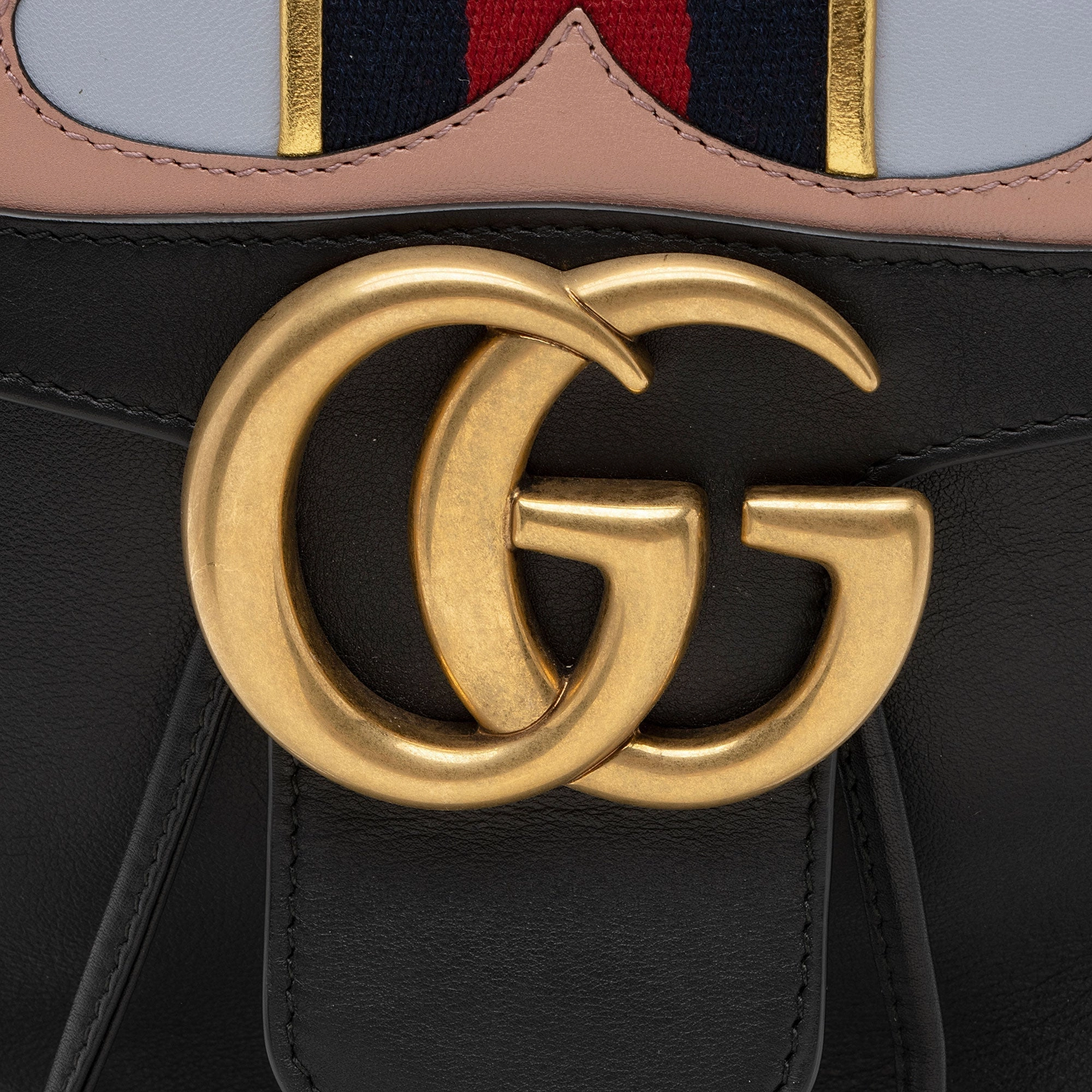 Gucci Leather GG Marmont Web Flap Chain Backpack (SHF-eIjJ7m)