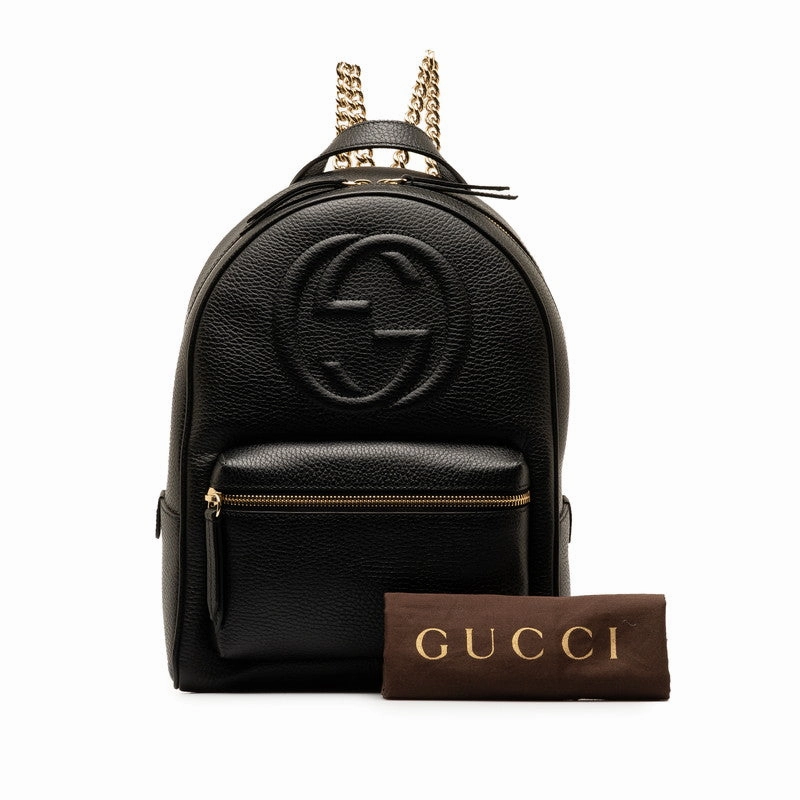 Gucci Leather Interlocking G Soho Chain Backpack 536192