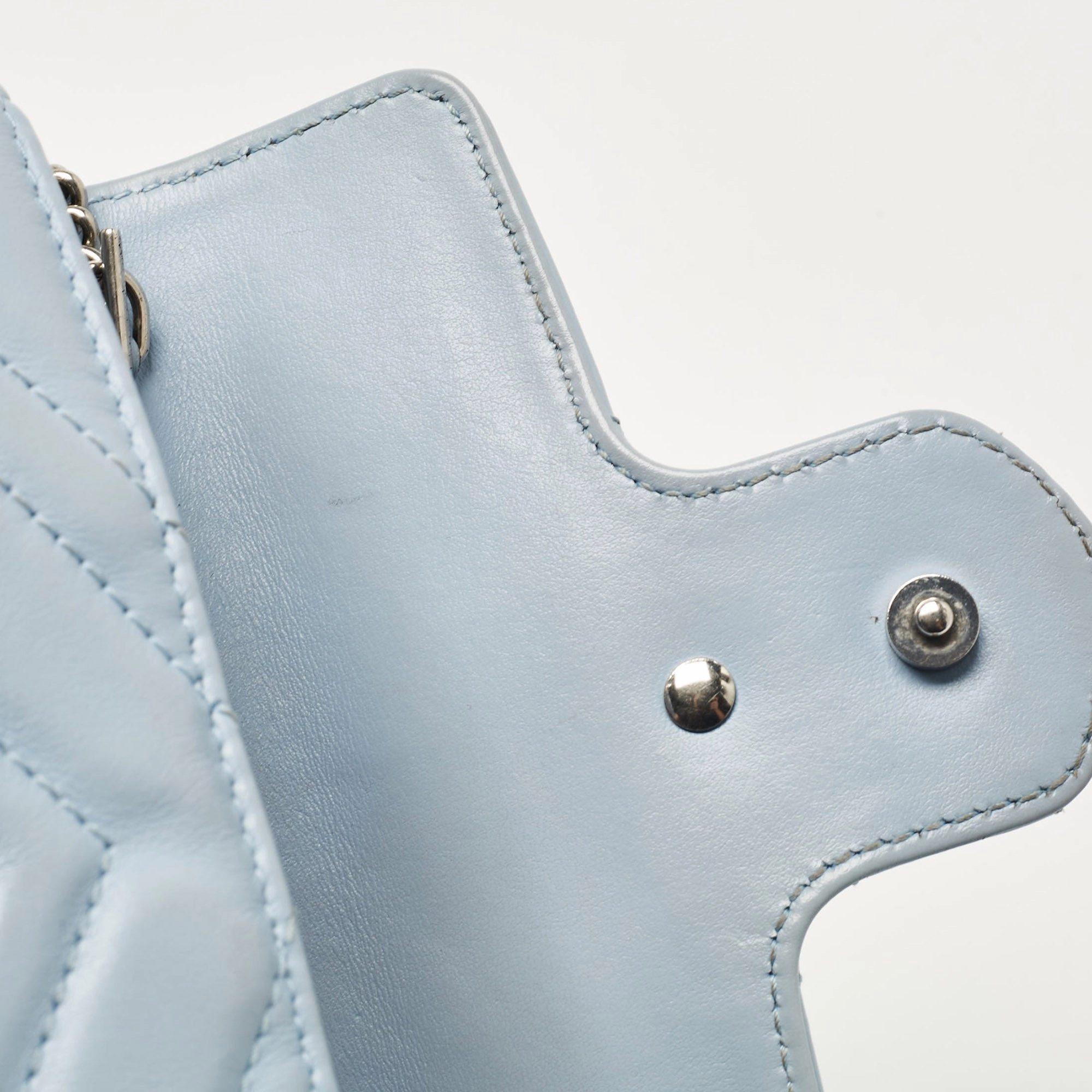 Gucci Light Blue Matelass&eacute; Leather Super Mini Gg Marmont Shoulder Bag