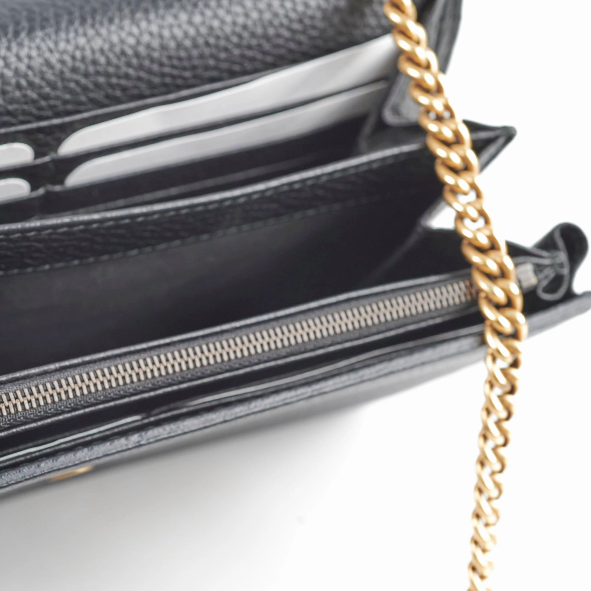 Gucci Marmont Black Leather Wallet On Chain WOC
