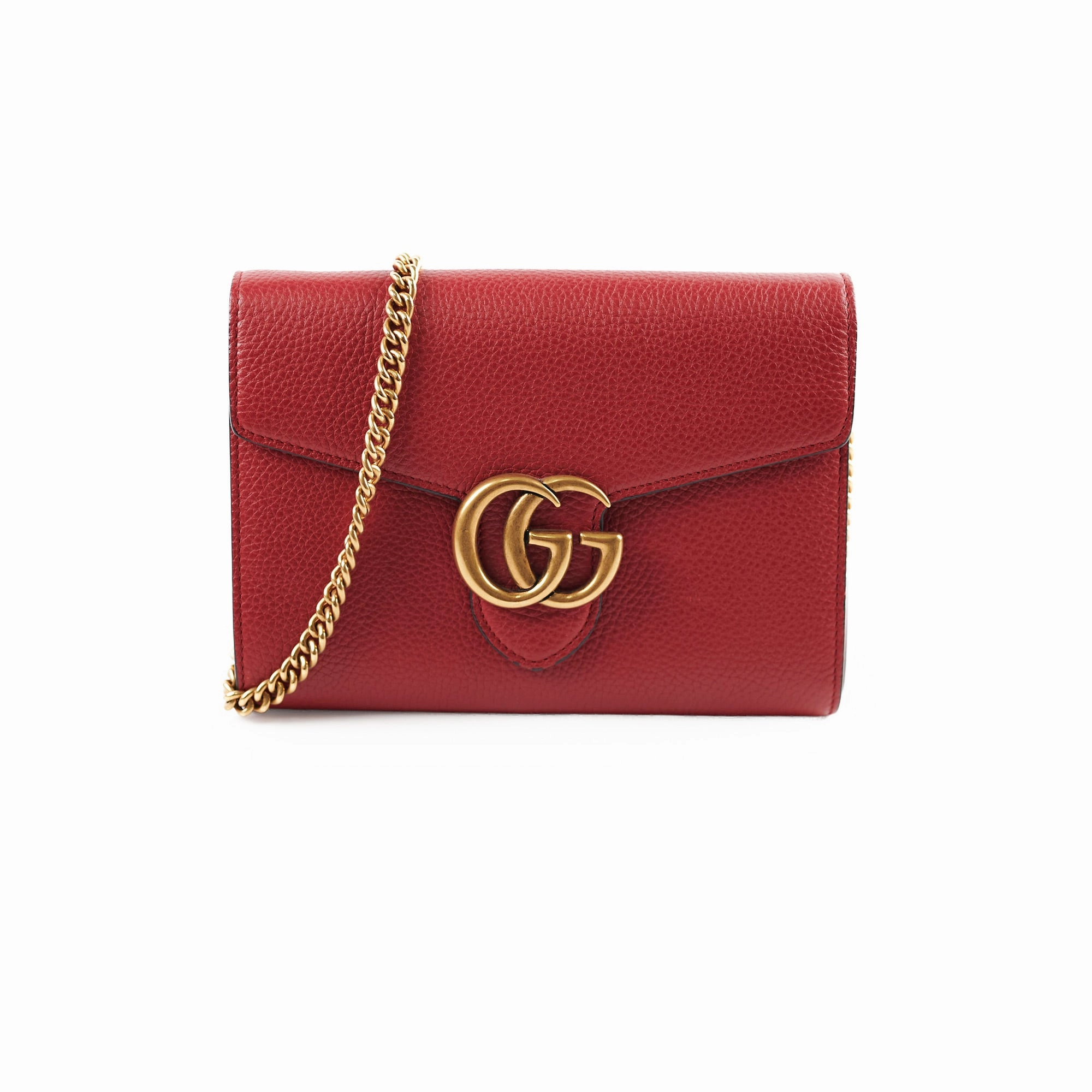 Gucci Marmont Leather Wallet on Chain WOC Red
