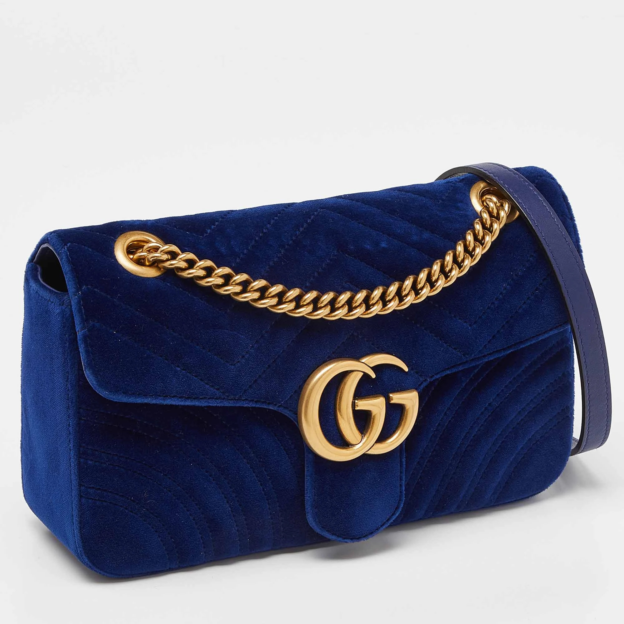 Gucci Matelass&eacute; Velvet Small Gg Marmont Shoulder Bag