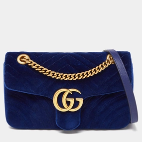 Gucci Matelass&eacute; Velvet Small Gg Marmont Shoulder Bag
