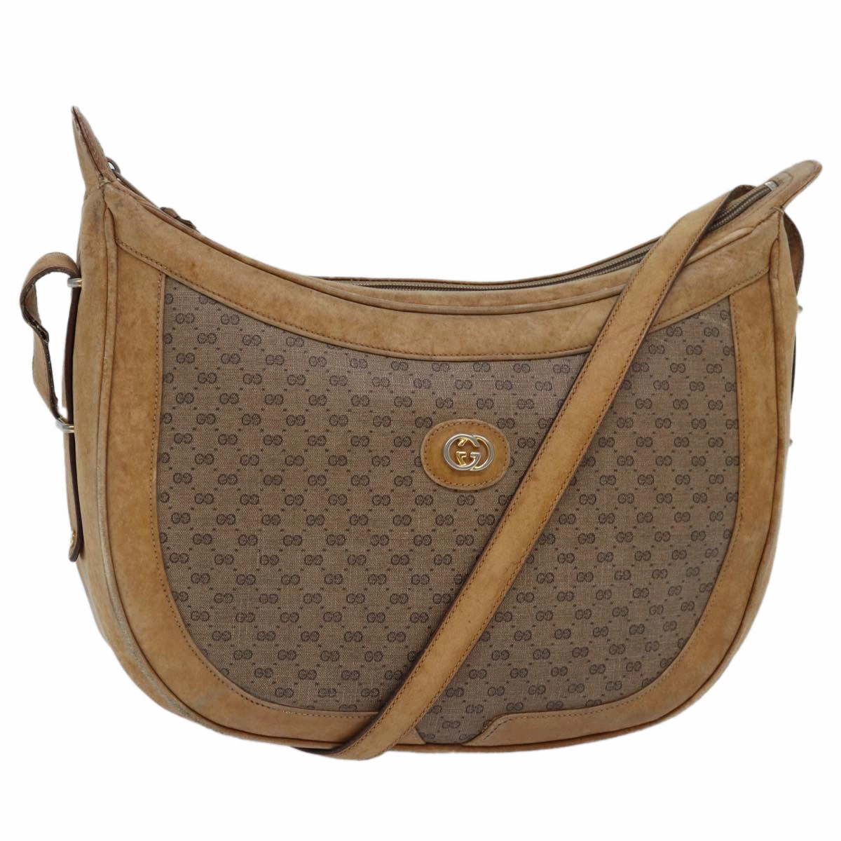 Gucci Micro Gg Supreme Shoulder Bag Pvc Leather Beige